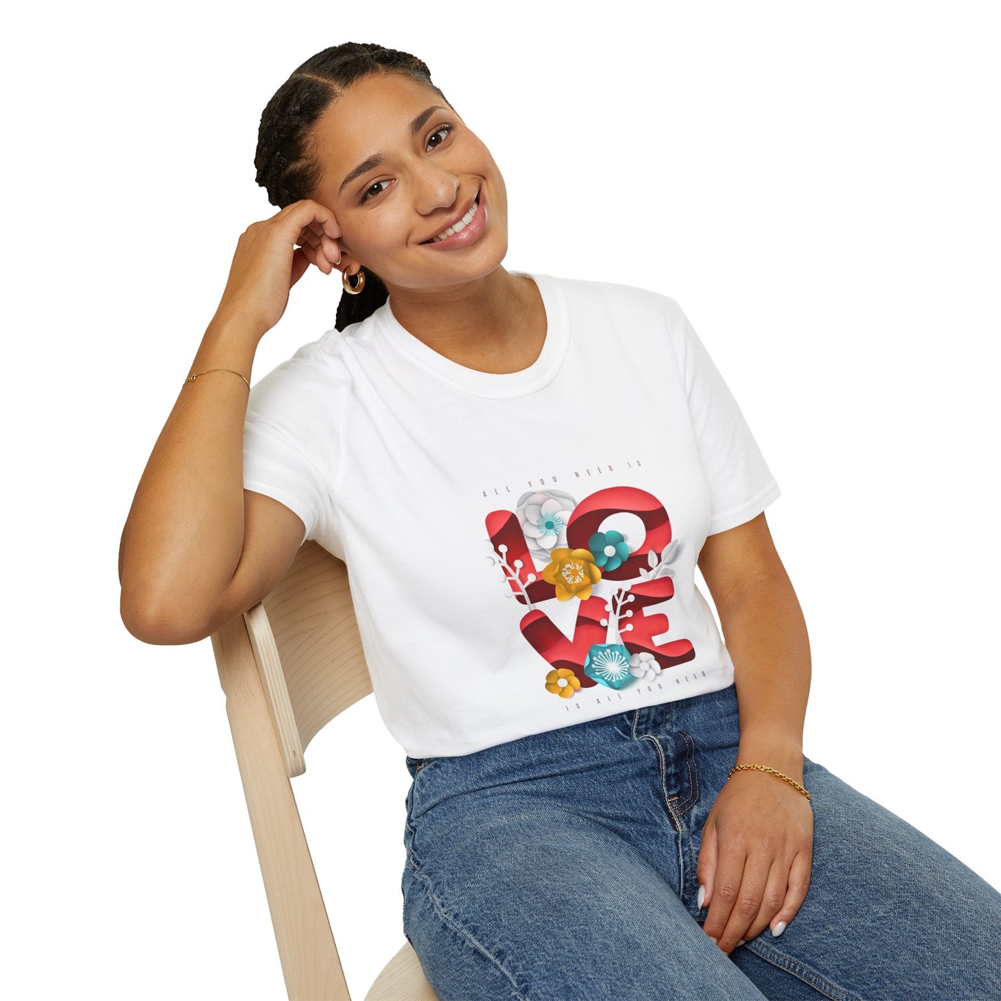 Love Blooms Unisex Softstyle T-Shirt - Perfect for Valentine's Day & Everyday Wear