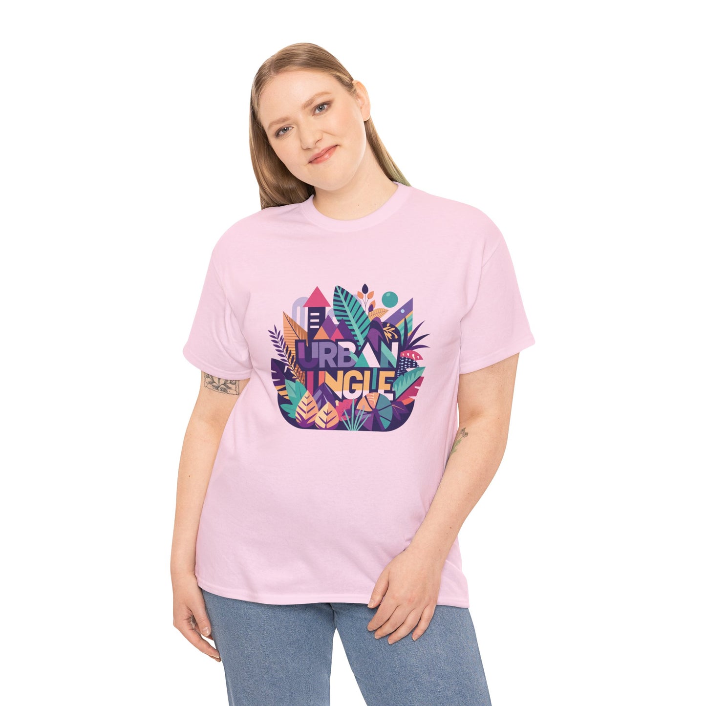 Urban Jungle Unisex Heavy Cotton Tee - Vibrant Tropical Design