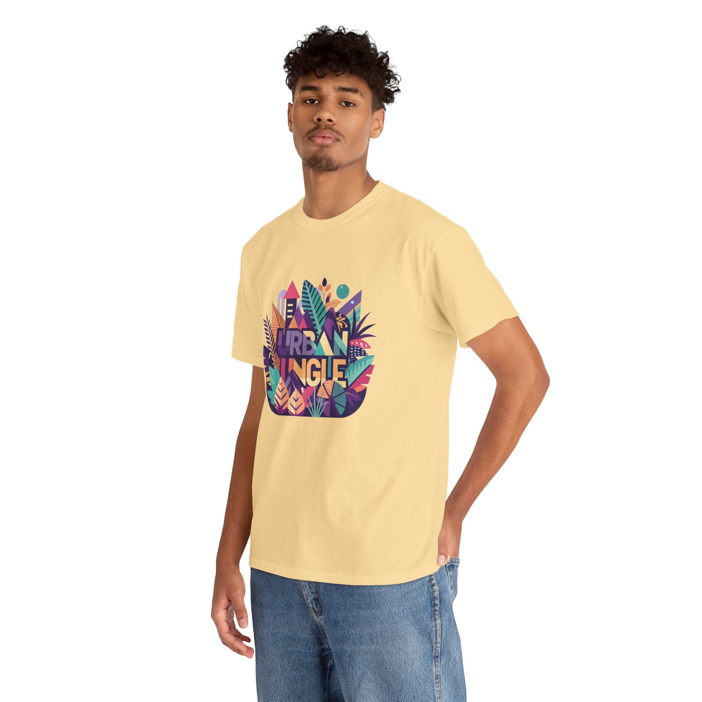 Urban Jungle Unisex Heavy Cotton Tee - Vibrant Tropical Design