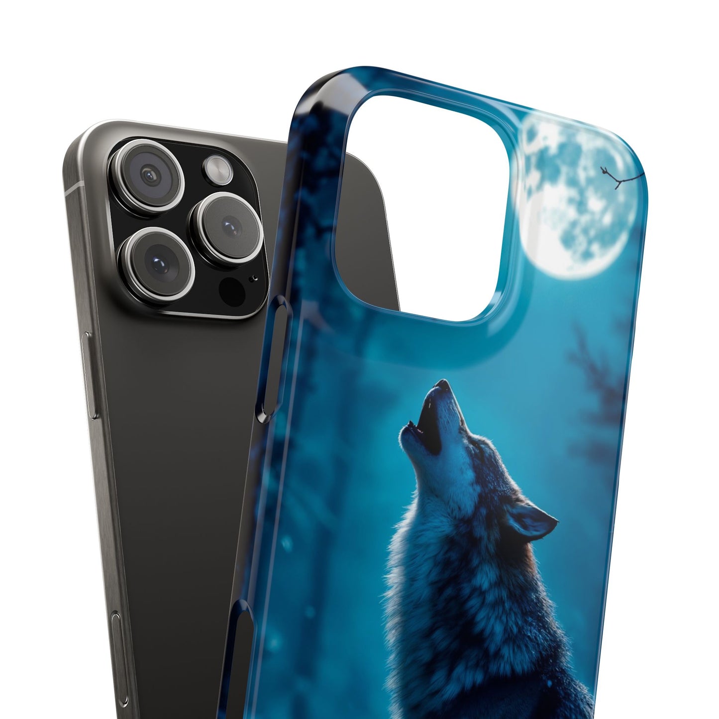 Howling Wolf Slim Phone Case - Mystical Night Design