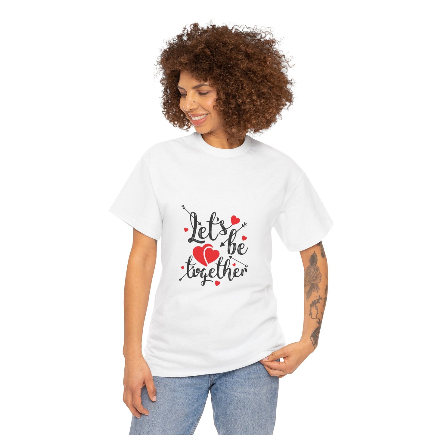 Romantic Unisex Heavy Cotton Tee - 'Let's Be Together' Design