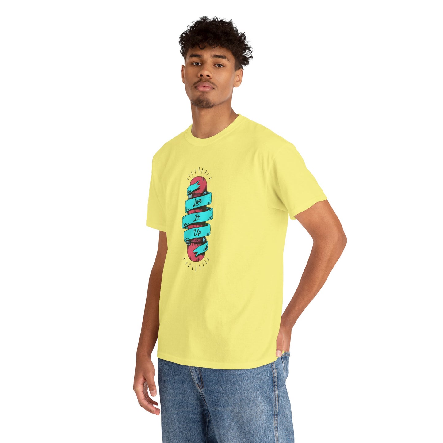 Live It Up Unisex Heavy Cotton Tee - Fun and Colorful Graphic Tee