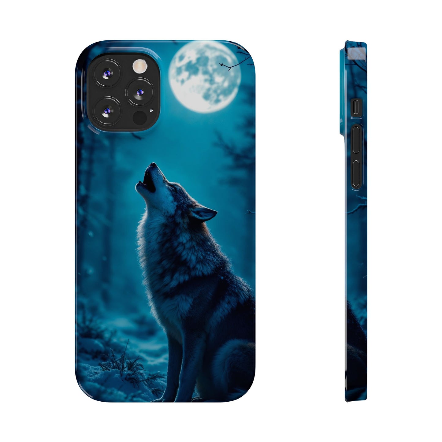 Howling Wolf Slim Phone Case - Mystical Night Design