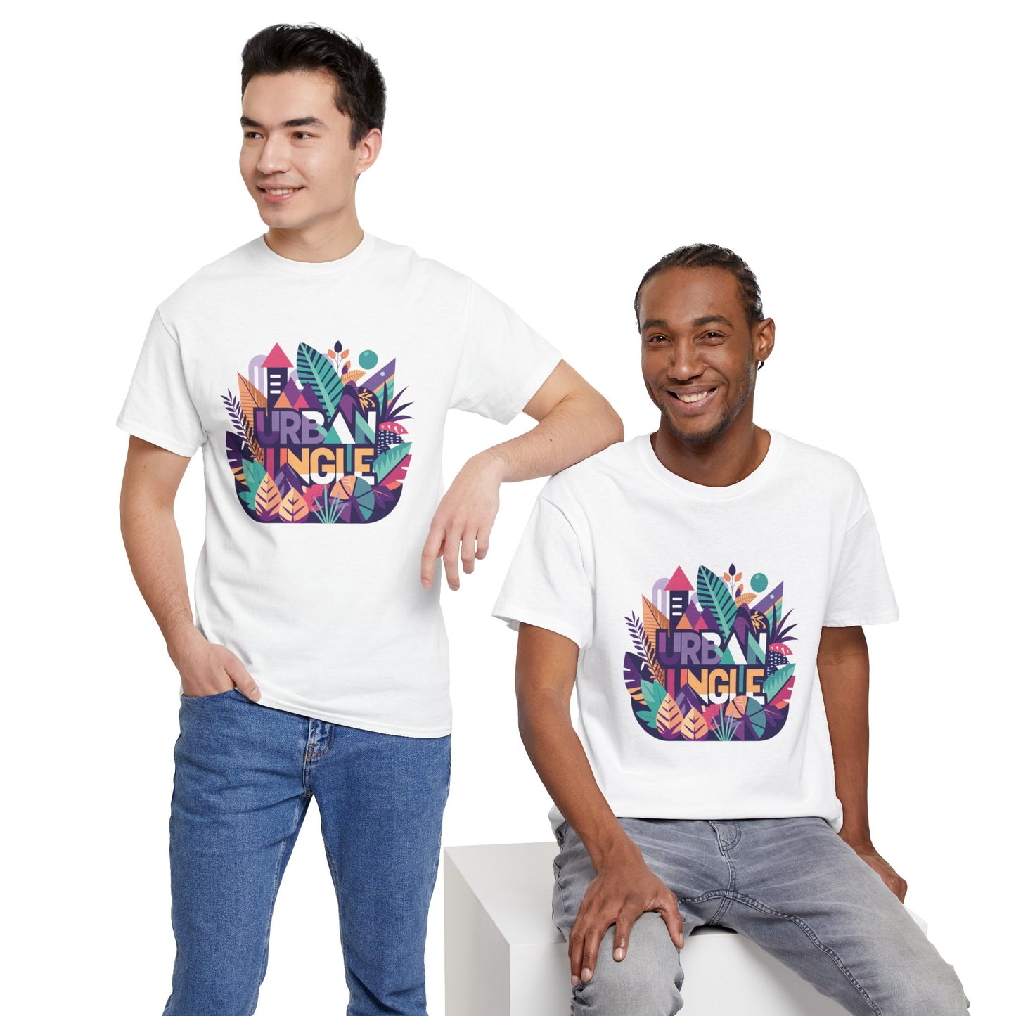 Urban Jungle Unisex Heavy Cotton Tee - Vibrant Tropical Design