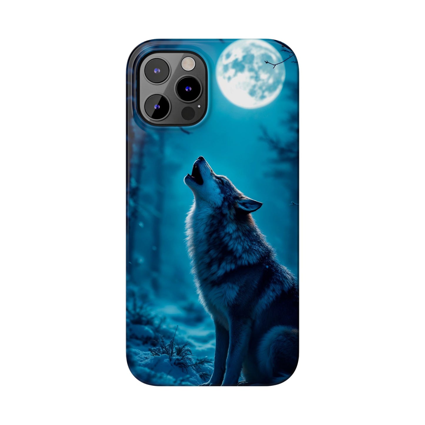 Howling Wolf Slim Phone Case - Mystical Night Design