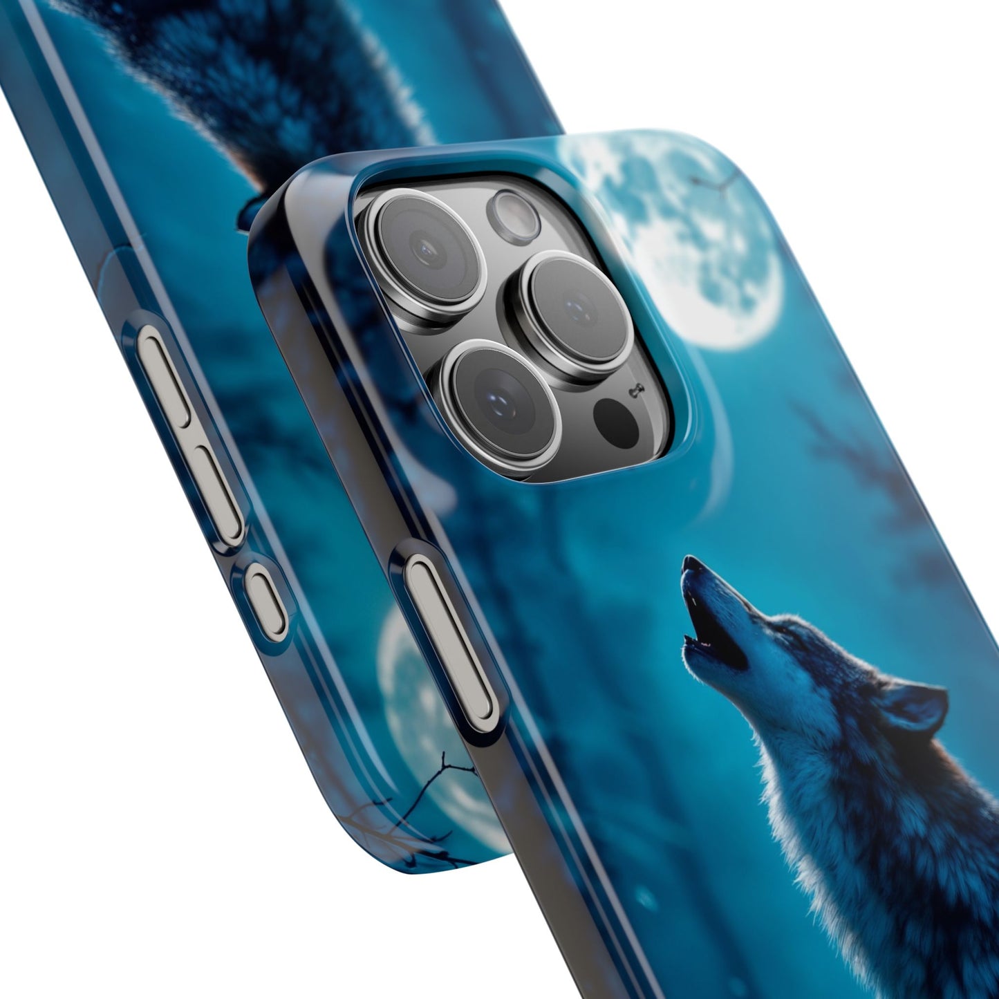 Howling Wolf Slim Phone Case - Mystical Night Design