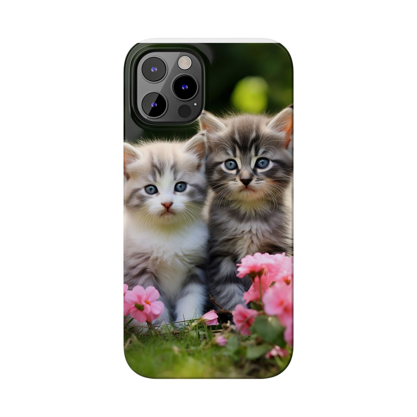 Cute Kittens Slim Phone Case - Floral Design