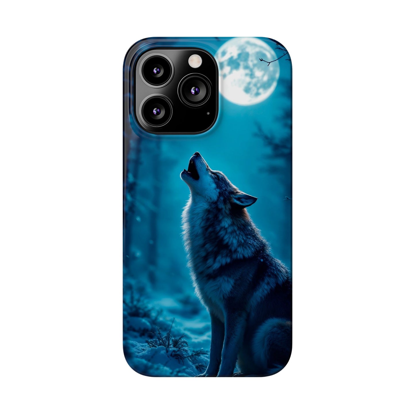 Howling Wolf Slim Phone Case - Mystical Night Design