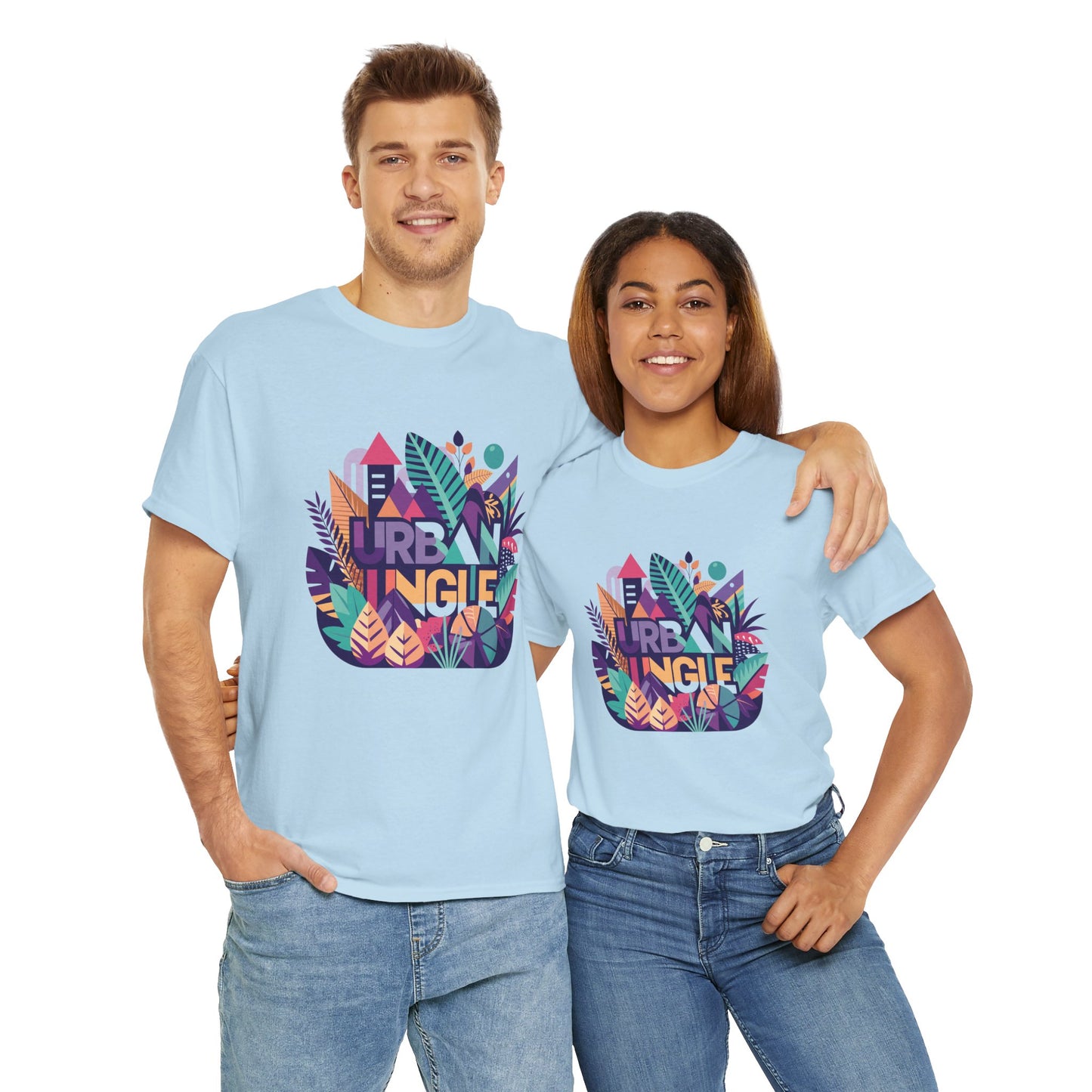 Urban Jungle Unisex Heavy Cotton Tee - Vibrant Tropical Design