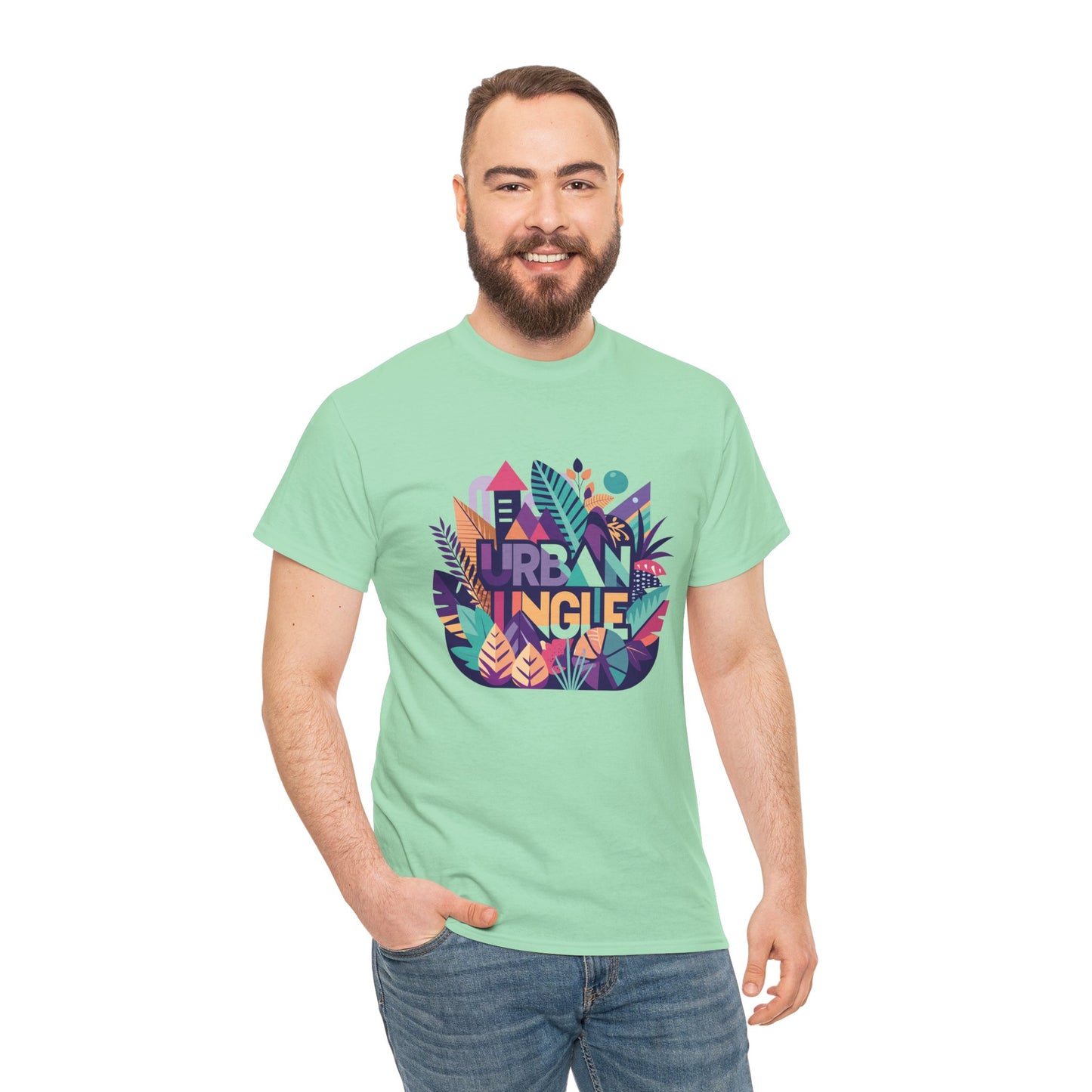 Urban Jungle Unisex Heavy Cotton Tee - Vibrant Tropical Design