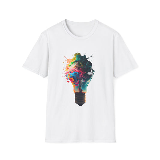 Creative Mind Unisex Softstyle T-Shirt - Vibrant Lightbulb Design