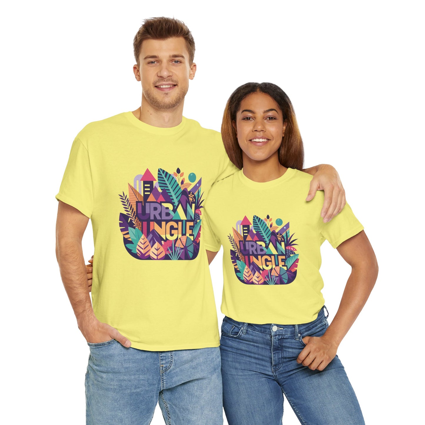 Urban Jungle Unisex Heavy Cotton Tee - Vibrant Tropical Design