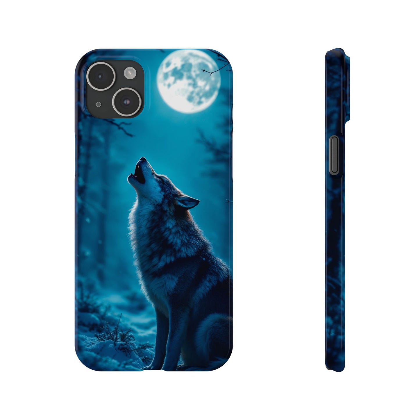 Howling Wolf Slim Phone Case - Mystical Night Design