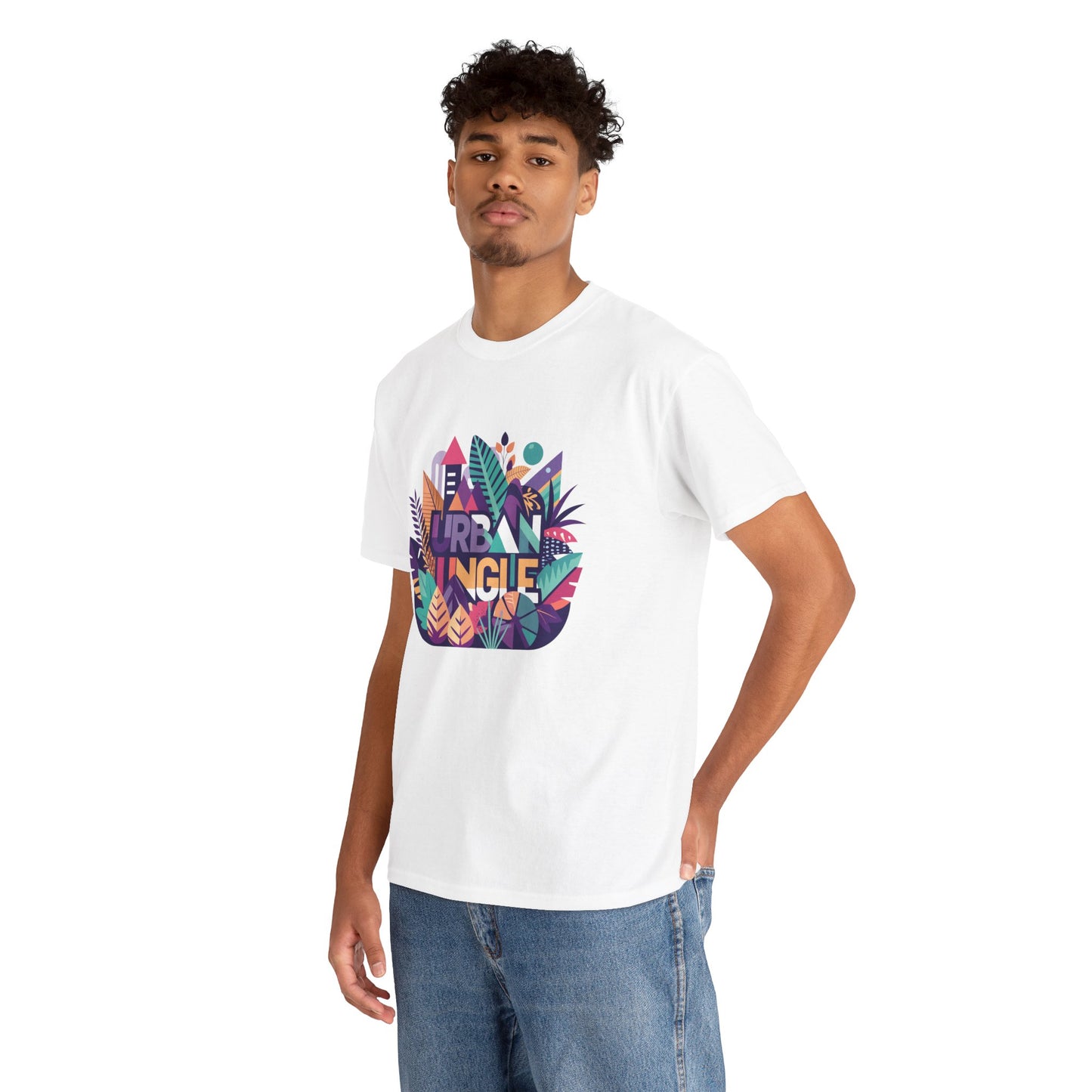 Urban Jungle Unisex Heavy Cotton Tee - Vibrant Tropical Design