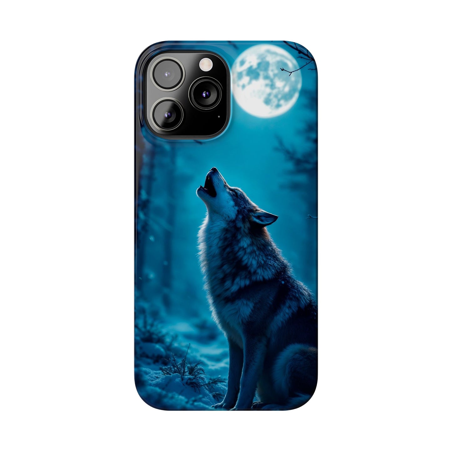 Howling Wolf Slim Phone Case - Mystical Night Design