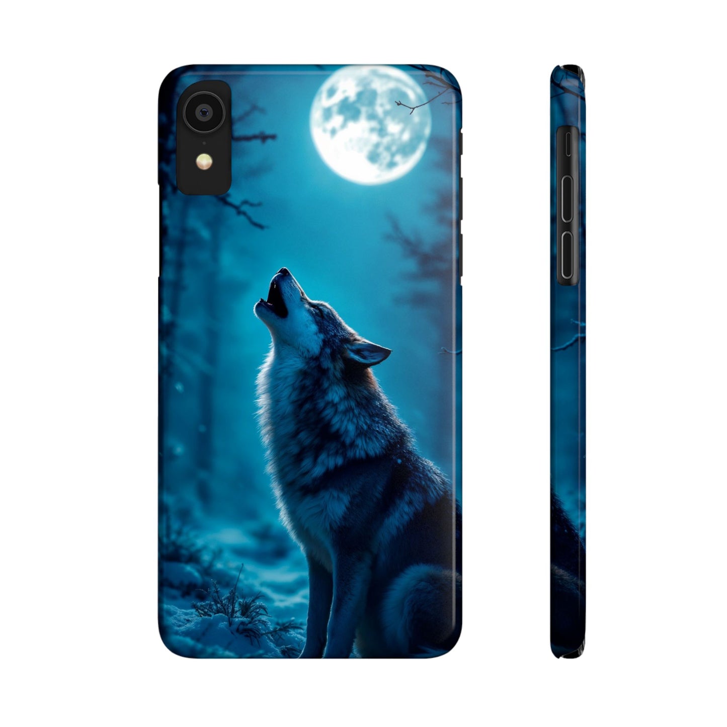 Howling Wolf Slim Phone Case - Mystical Night Design