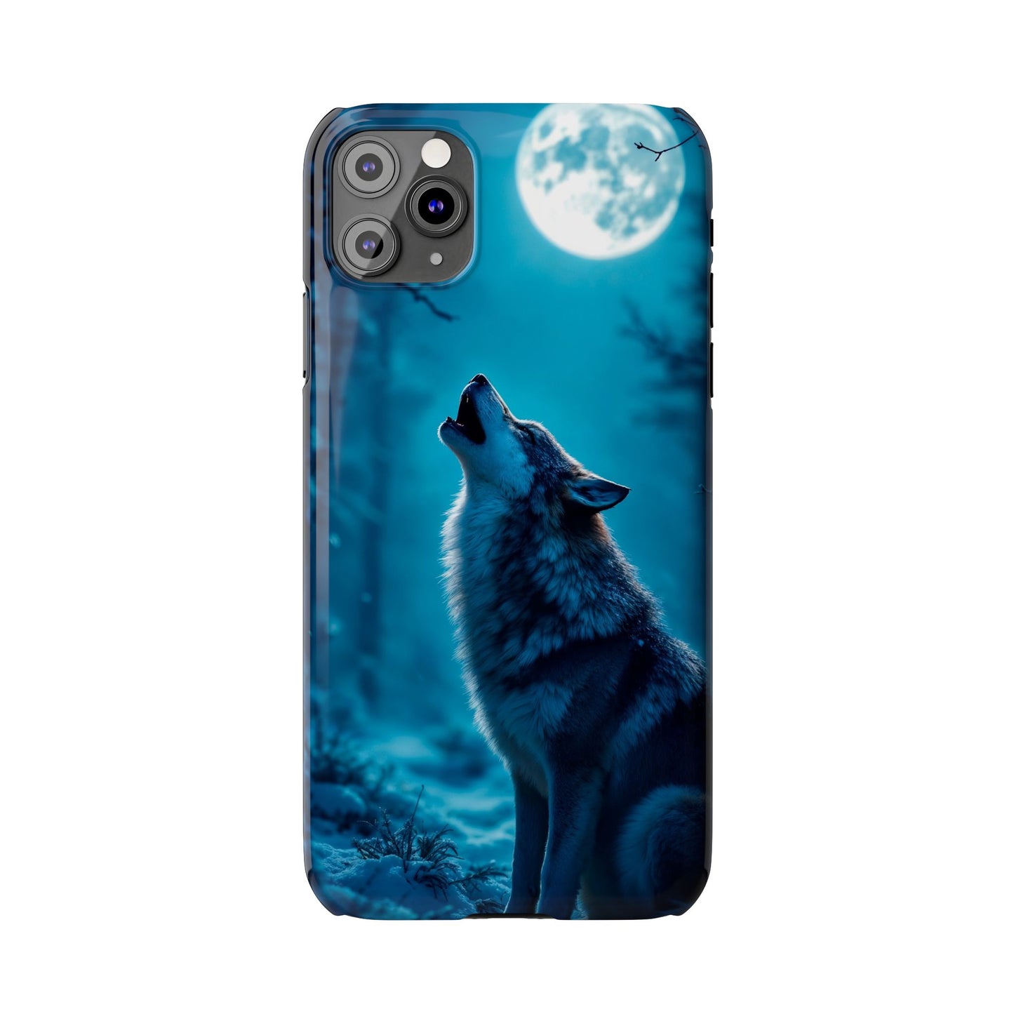 Howling Wolf Slim Phone Case - Mystical Night Design