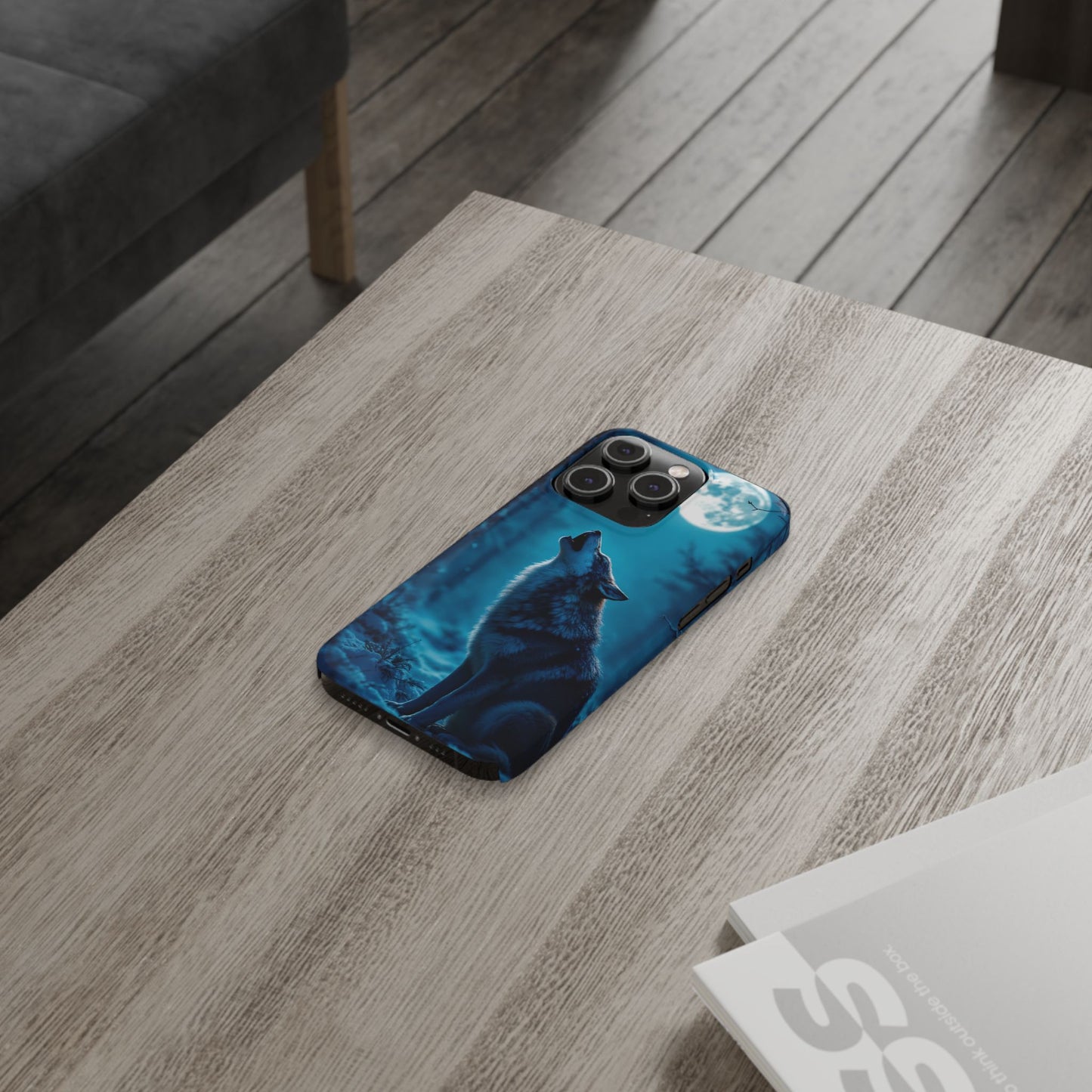 Howling Wolf Slim Phone Case - Mystical Night Design