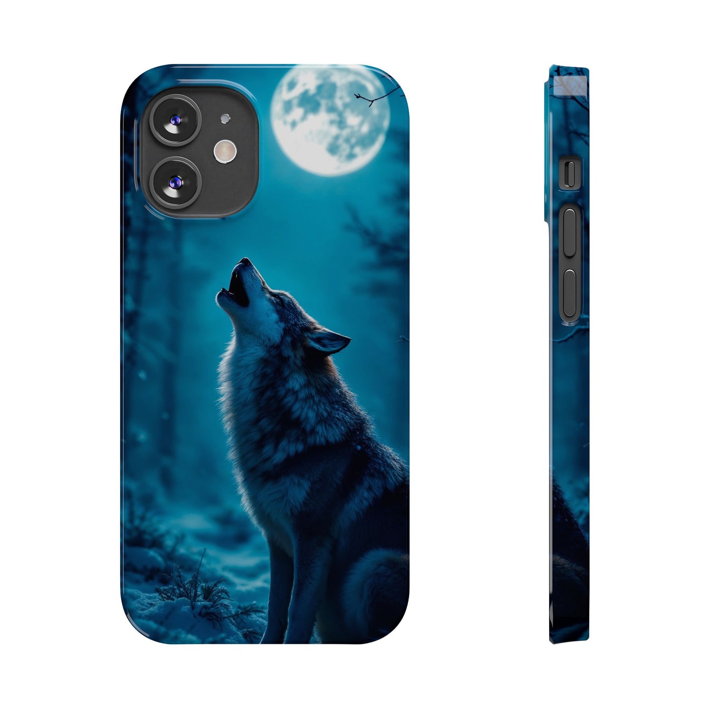 Howling Wolf Slim Phone Case - Mystical Night Design