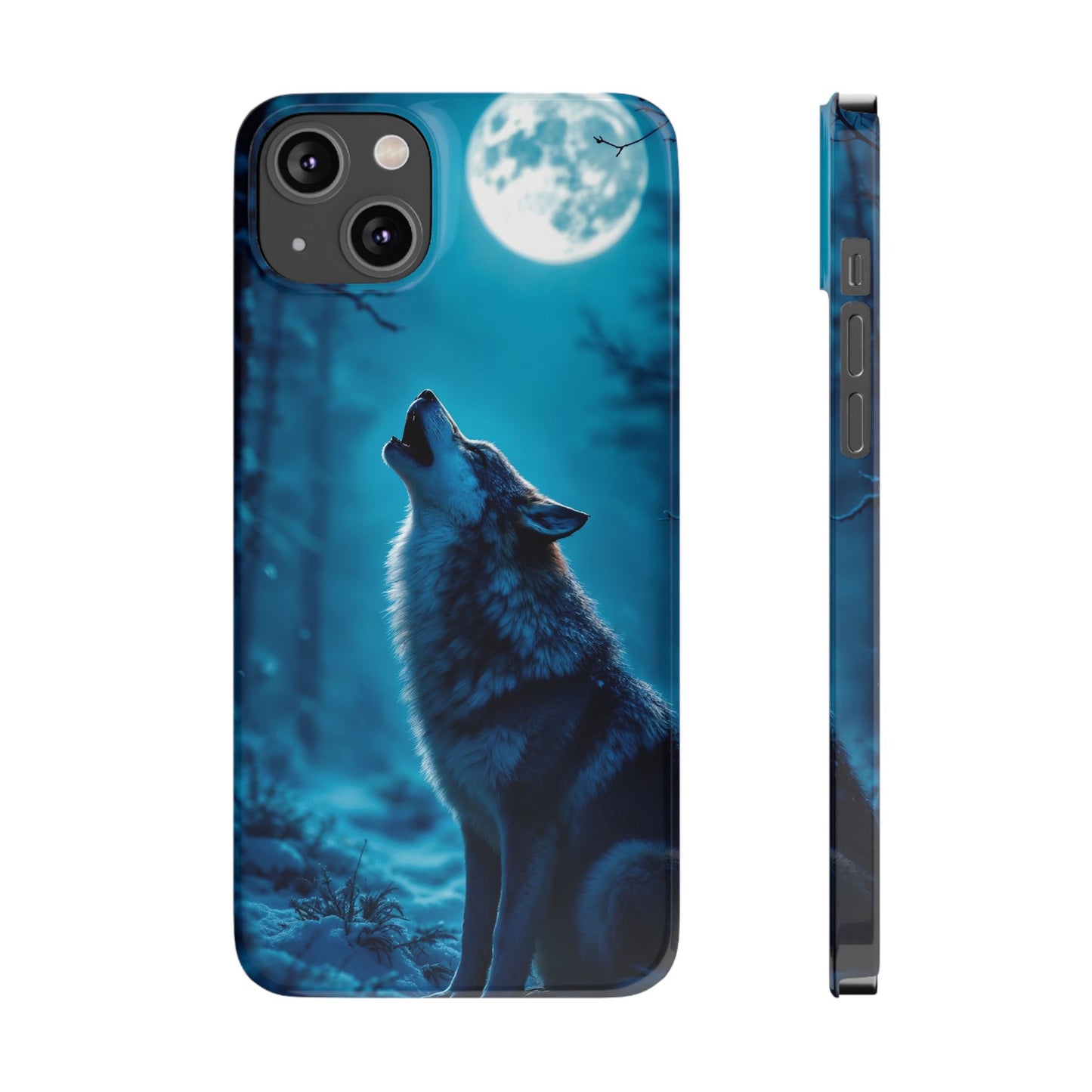 Howling Wolf Slim Phone Case - Mystical Night Design