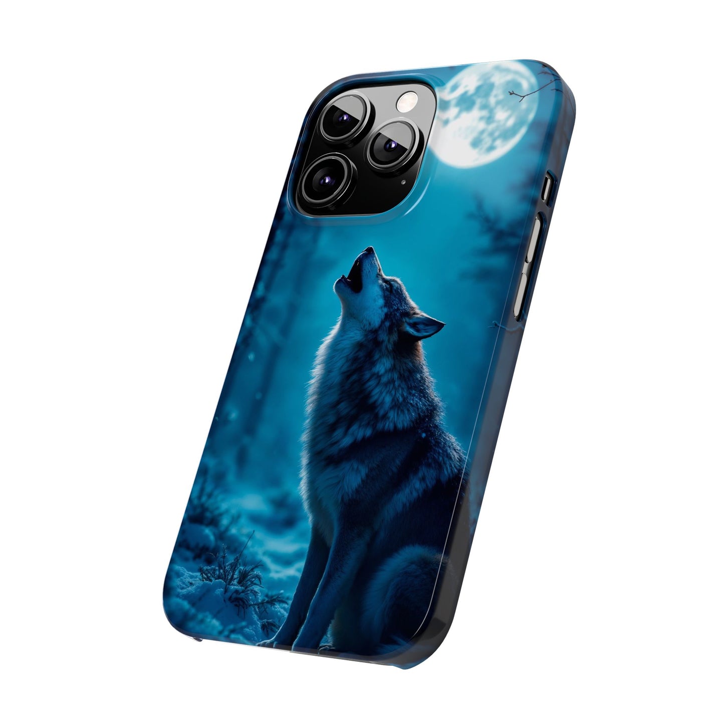 Howling Wolf Slim Phone Case - Mystical Night Design