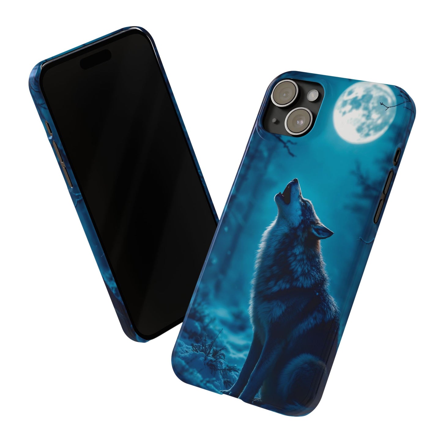 Howling Wolf Slim Phone Case - Mystical Night Design