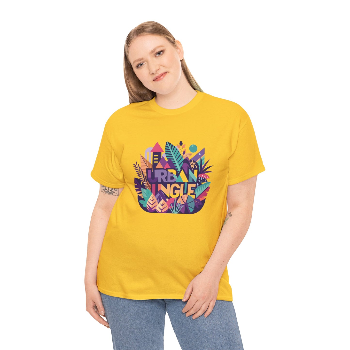 Urban Jungle Unisex Heavy Cotton Tee - Vibrant Tropical Design