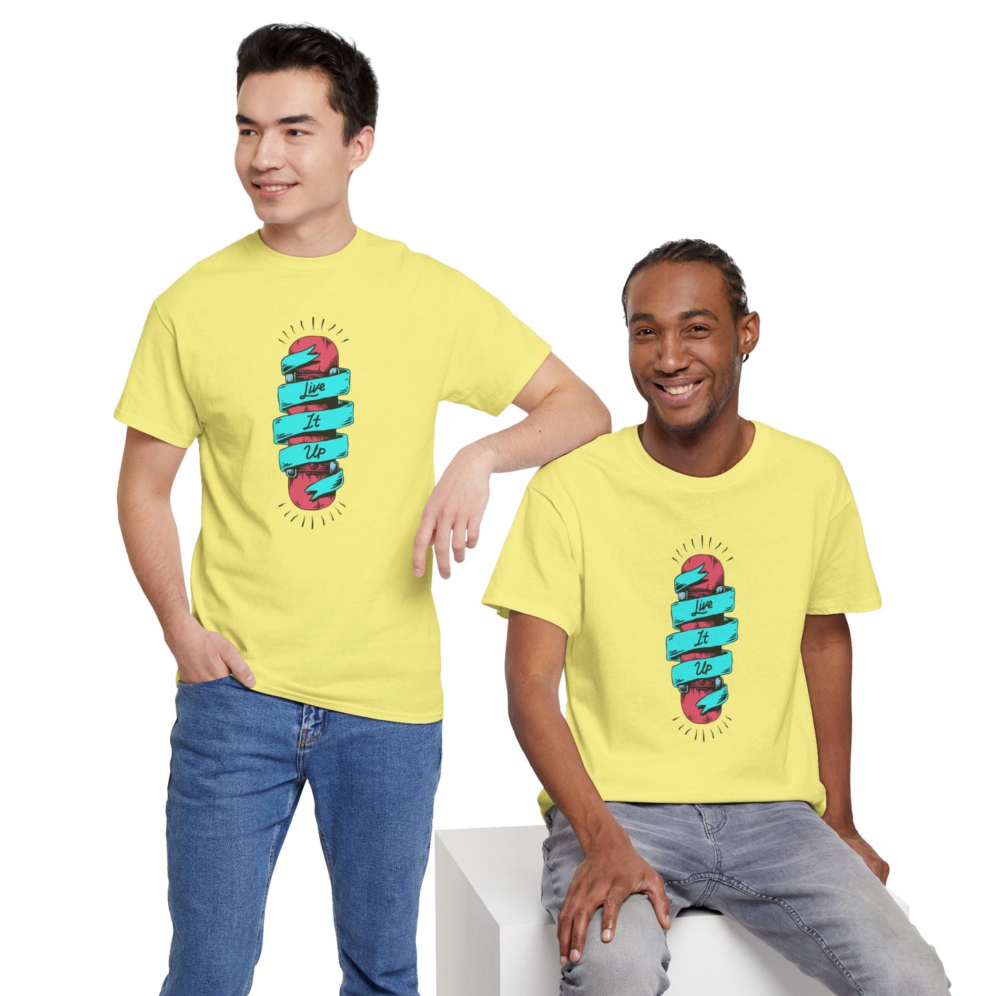 Live It Up Unisex Heavy Cotton Tee - Fun and Colorful Graphic Tee