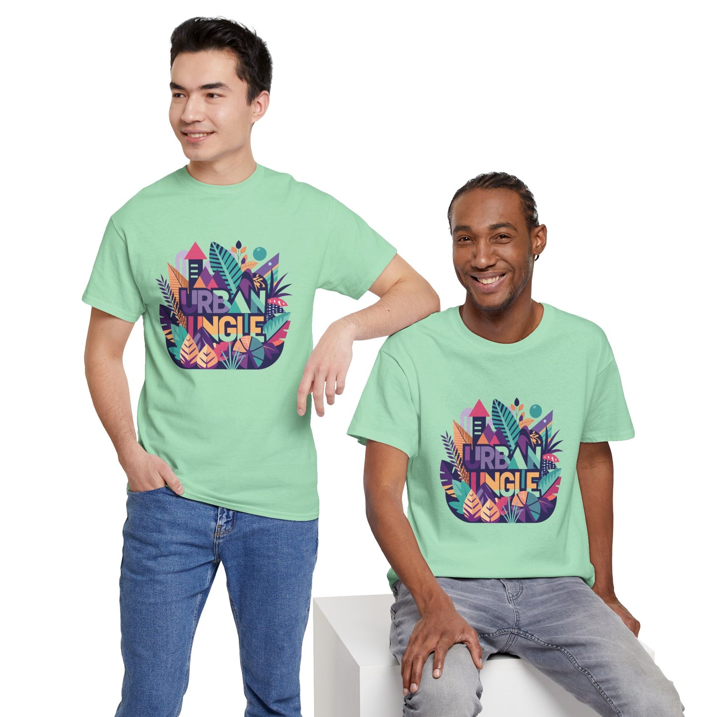 Urban Jungle Unisex Heavy Cotton Tee - Vibrant Tropical Design