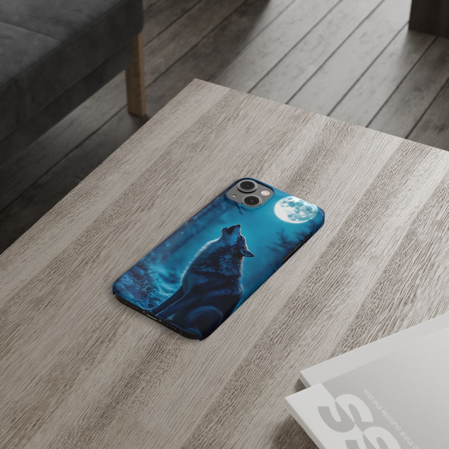 Howling Wolf Slim Phone Case - Mystical Night Design