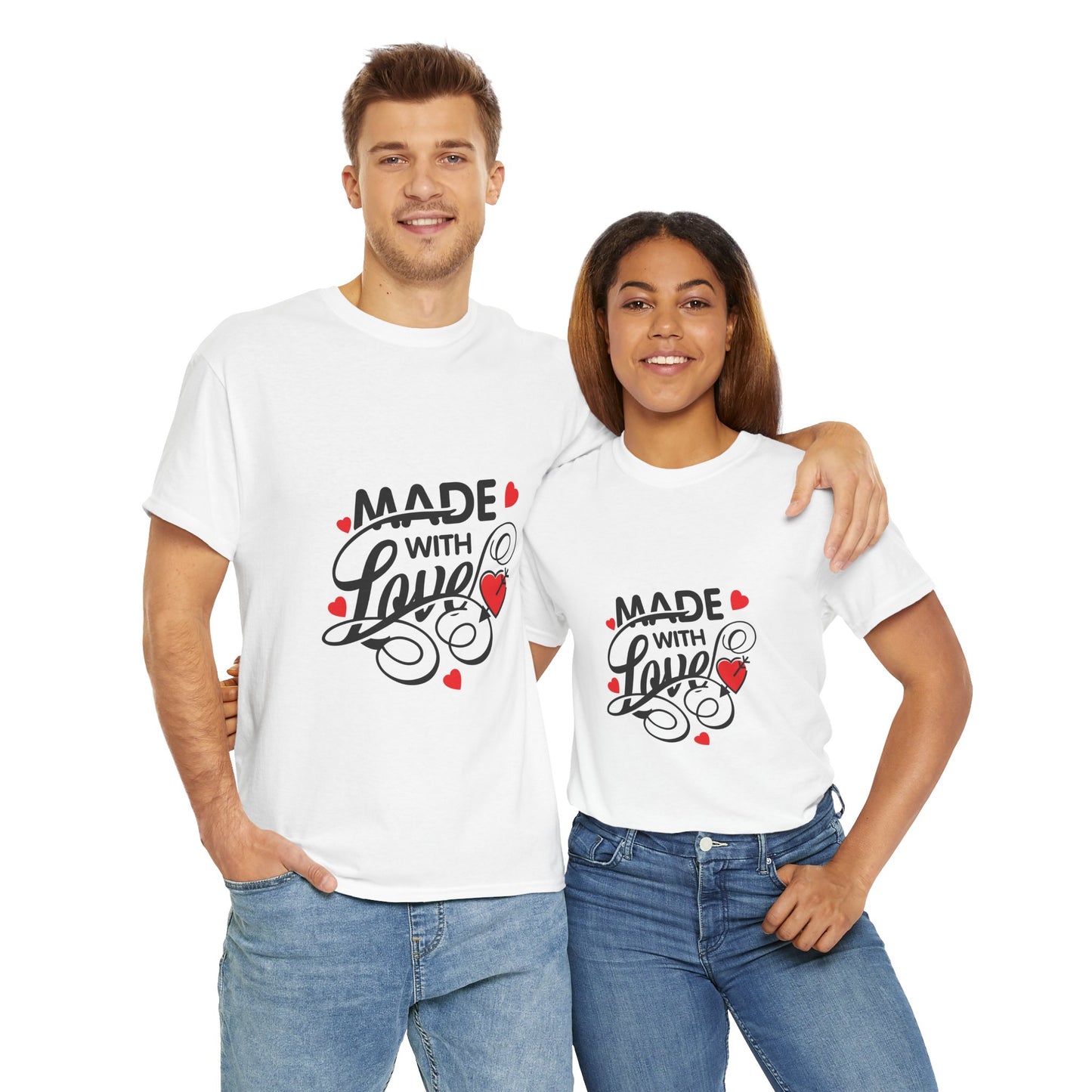 Made with Love Unisex Heavy Cotton Tee - Perfect for Valentine's Day and Everyday Wear