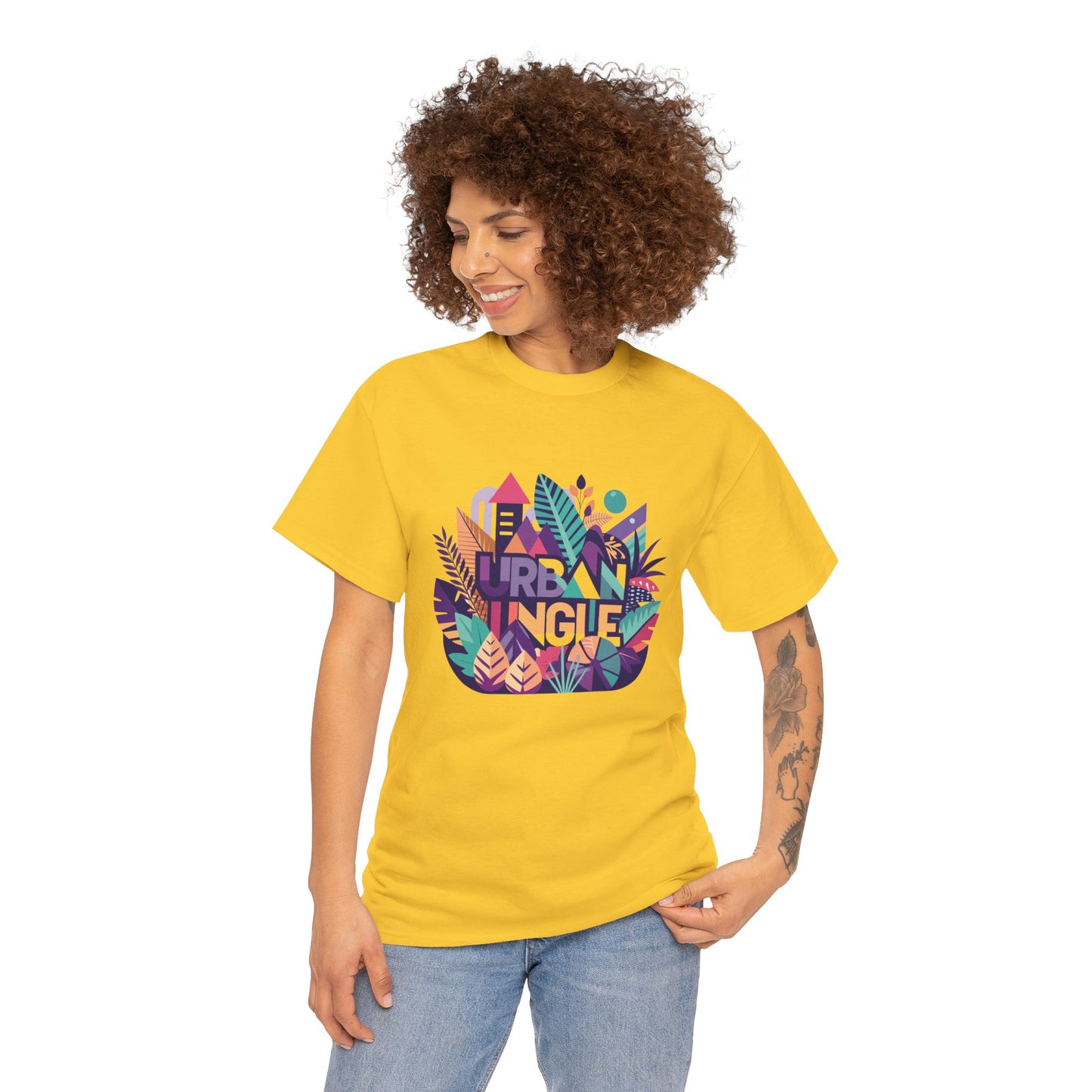 Urban Jungle Unisex Heavy Cotton Tee - Vibrant Tropical Design