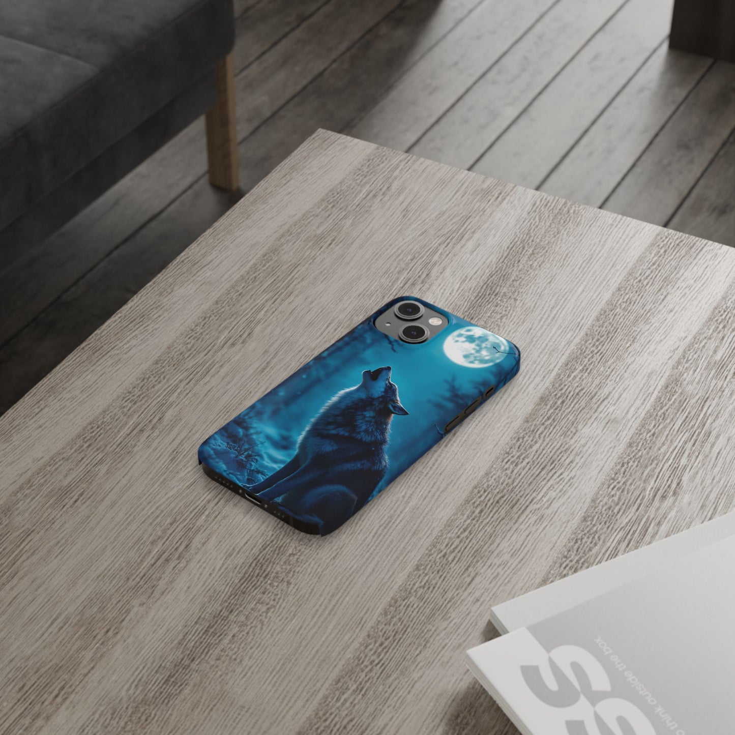 Howling Wolf Slim Phone Case - Mystical Night Design