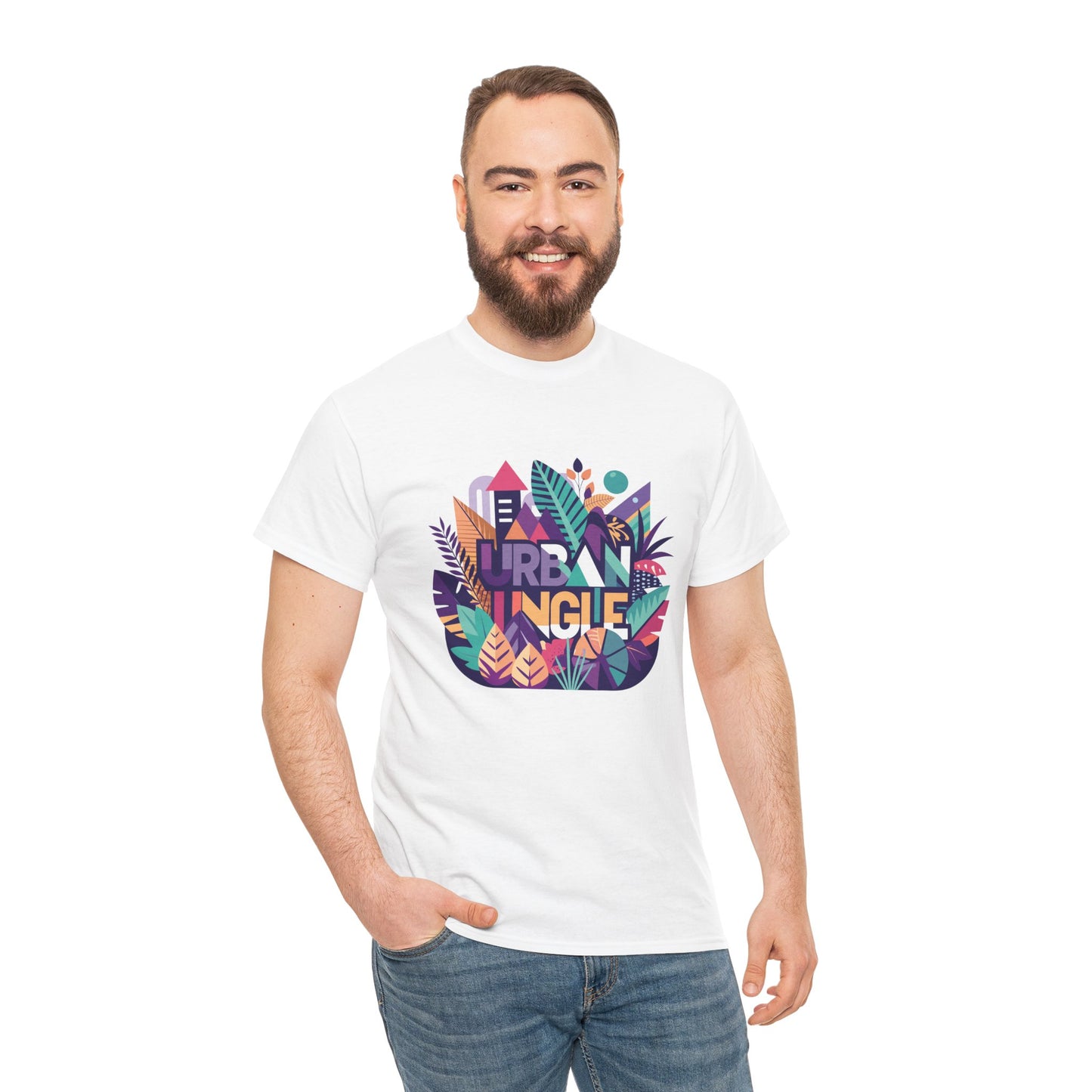 Urban Jungle Unisex Heavy Cotton Tee - Vibrant Tropical Design