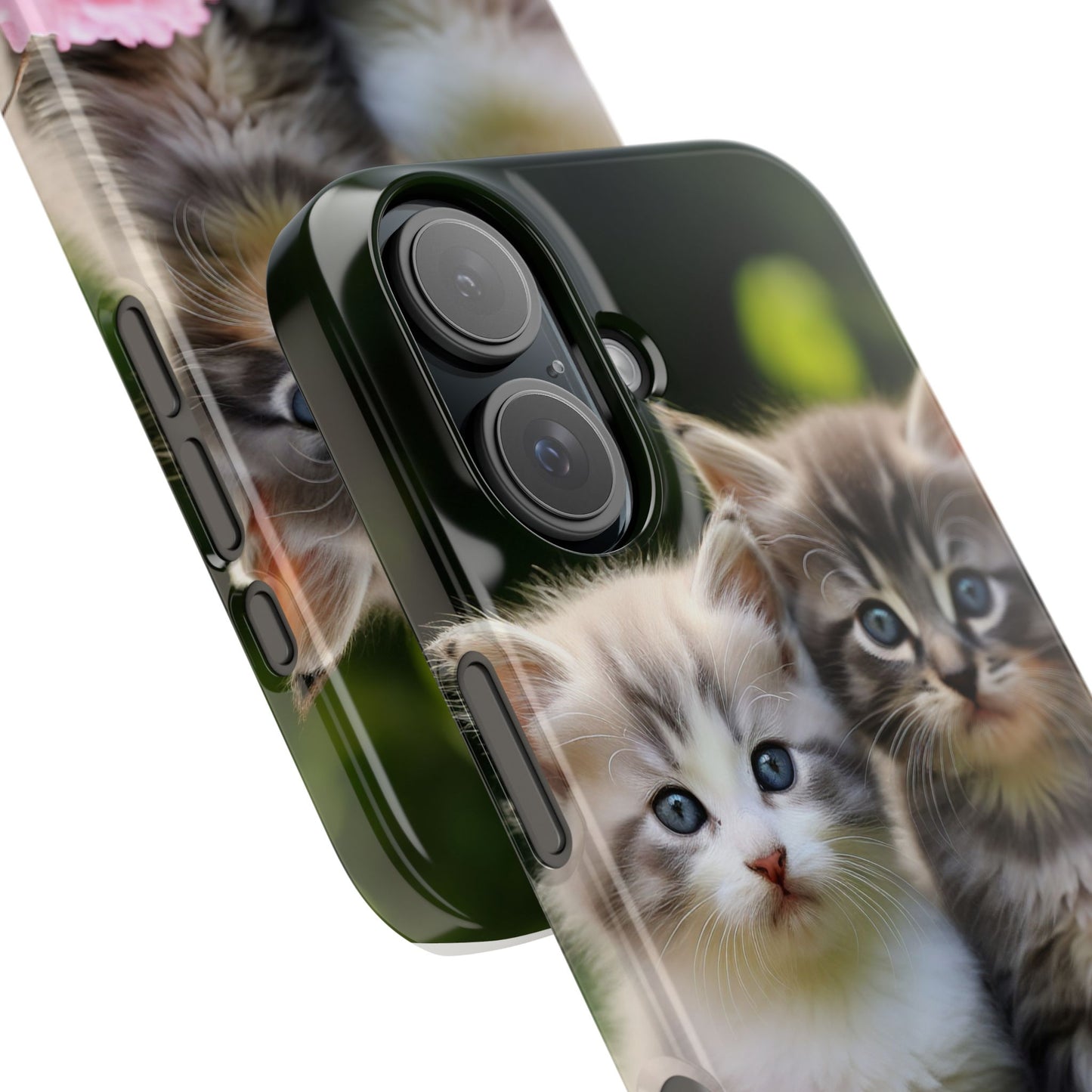 Cute Kittens Slim Phone Case - Floral Design