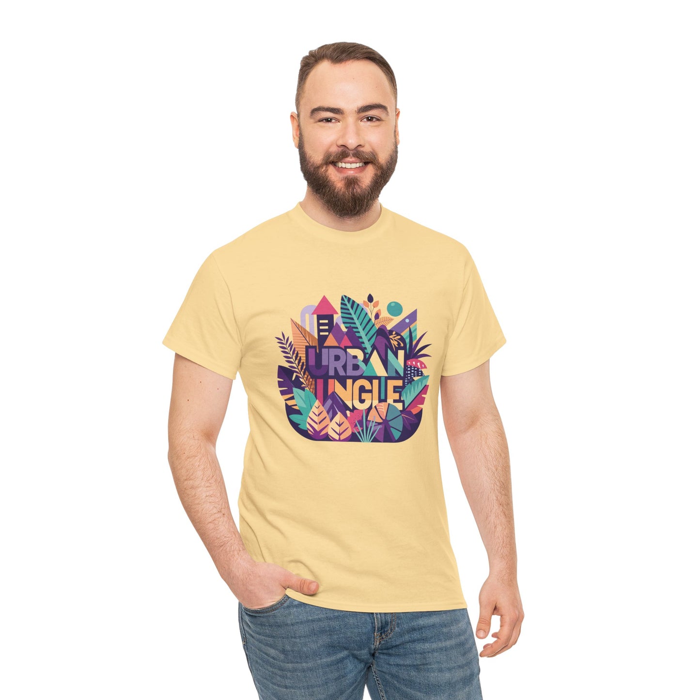 Urban Jungle Unisex Heavy Cotton Tee - Vibrant Tropical Design