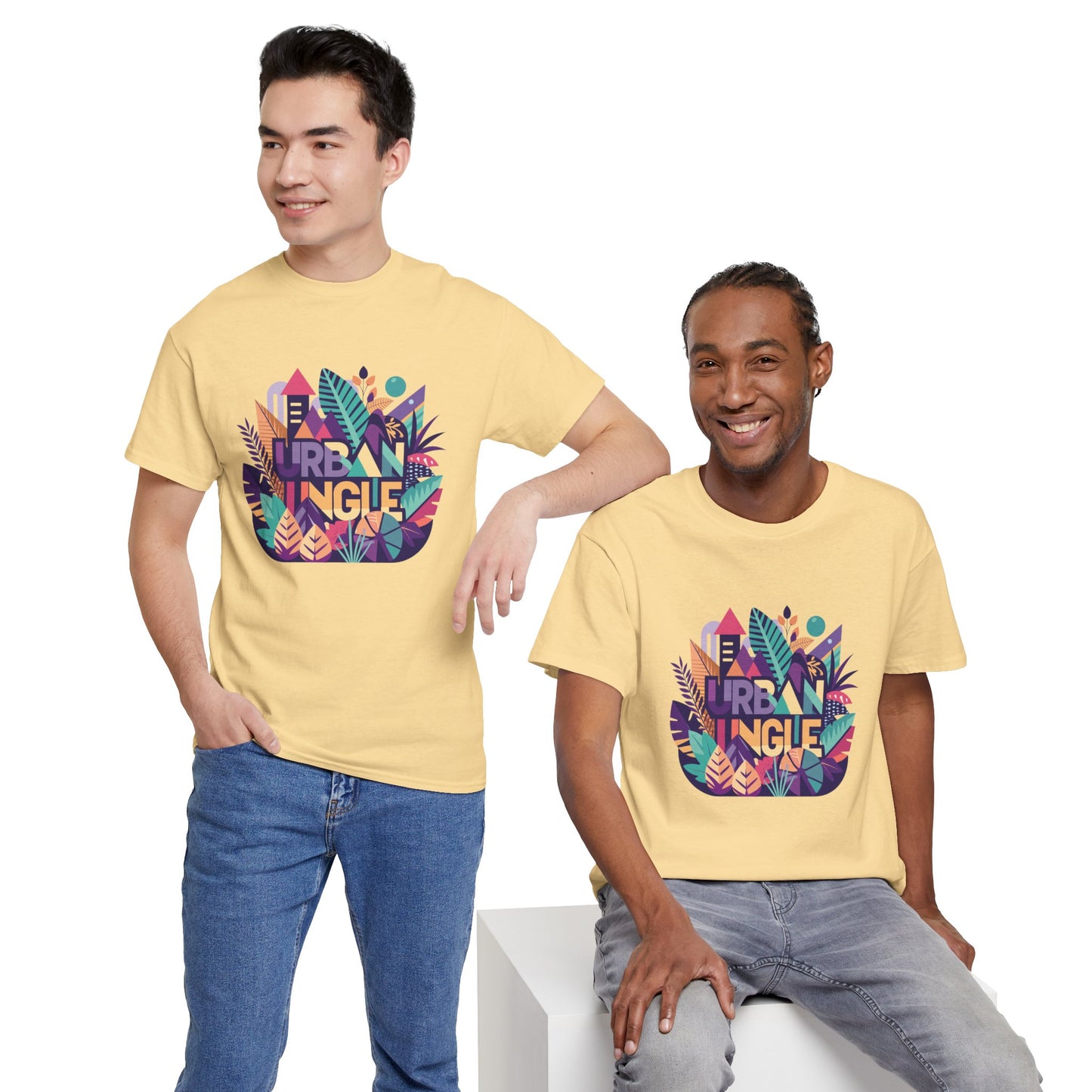 Urban Jungle Unisex Heavy Cotton Tee - Vibrant Tropical Design