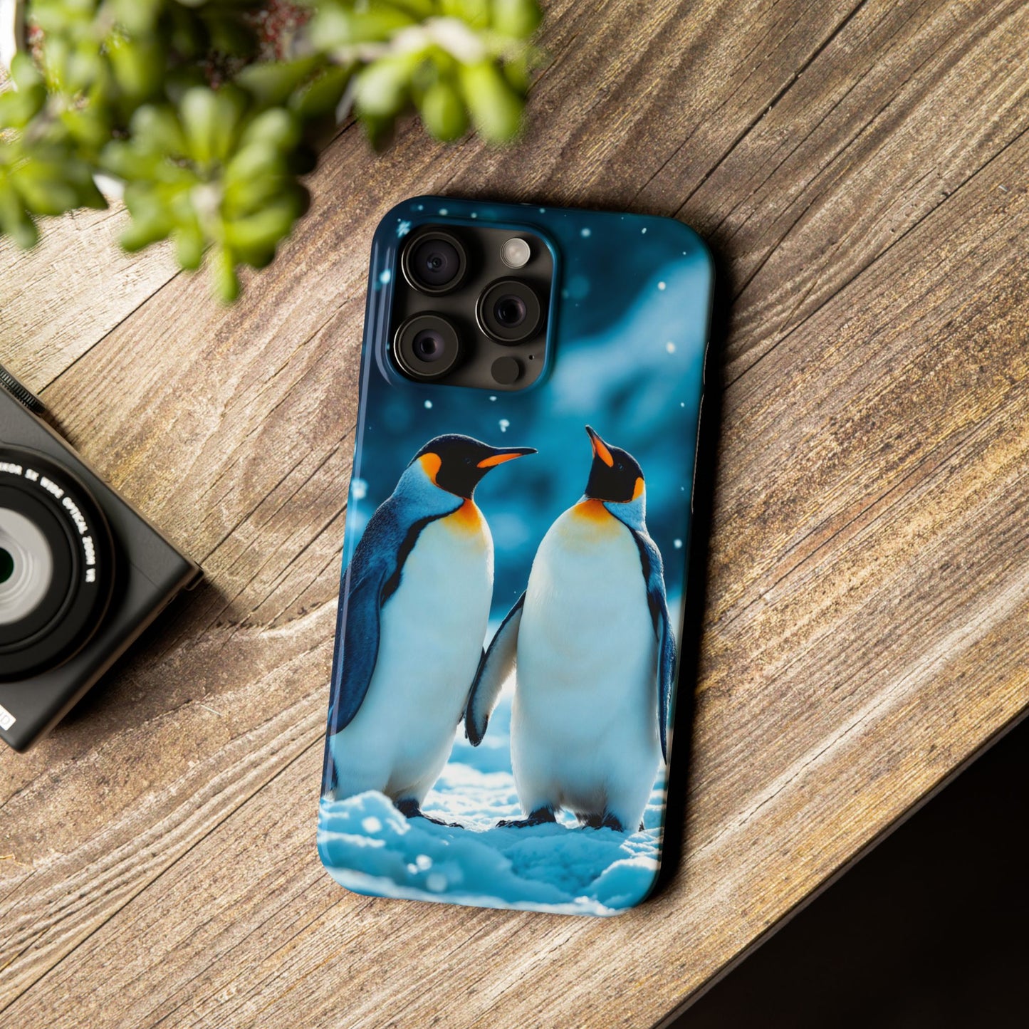 Charming Penguin Slim Phone Case - Winter Wonderland Design