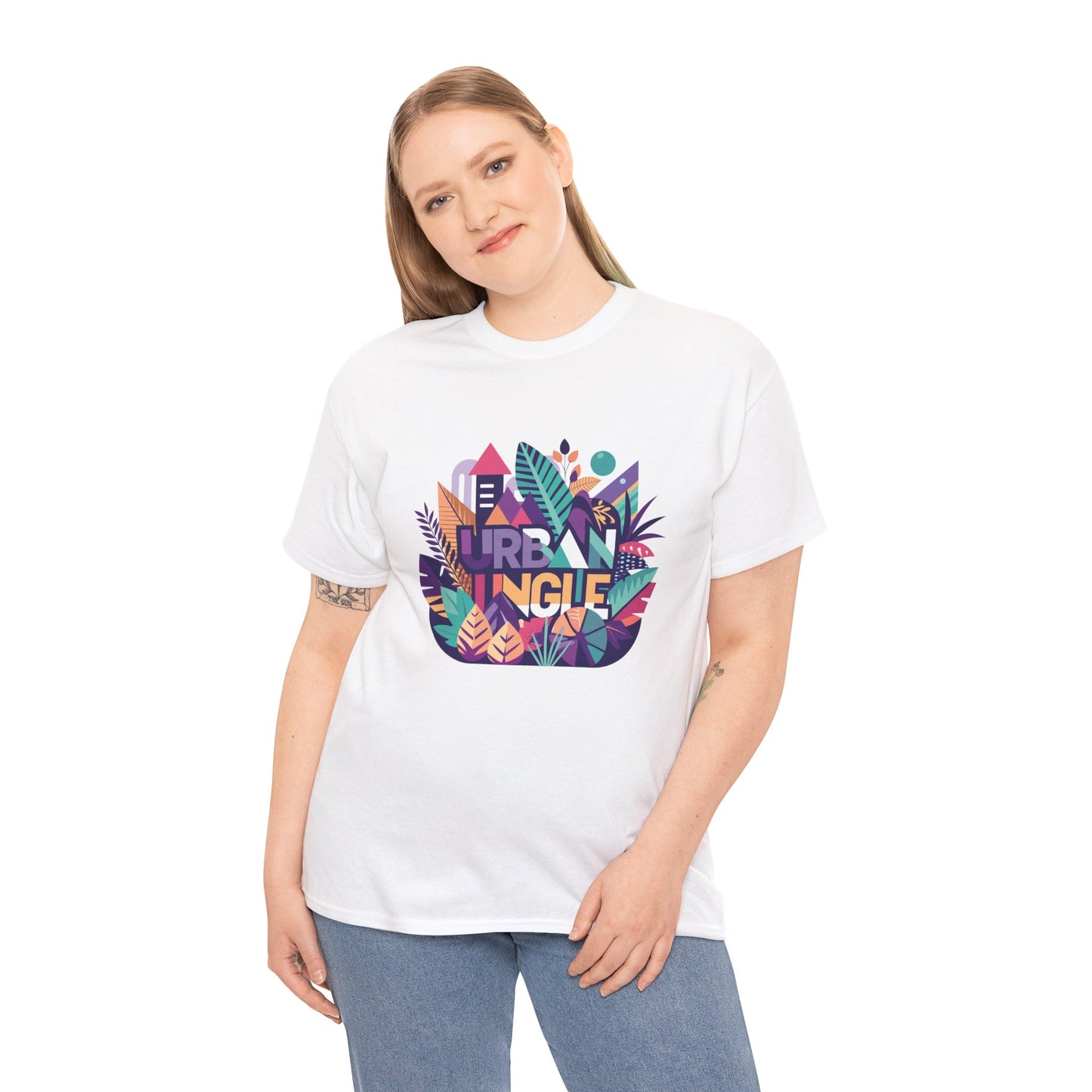 Urban Jungle Unisex Heavy Cotton Tee - Vibrant Tropical Design