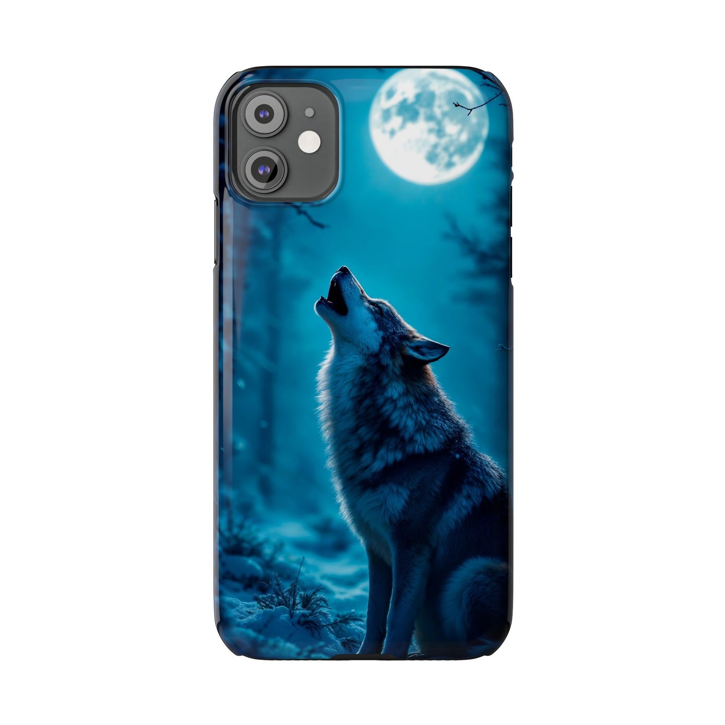 Howling Wolf Slim Phone Case - Mystical Night Design