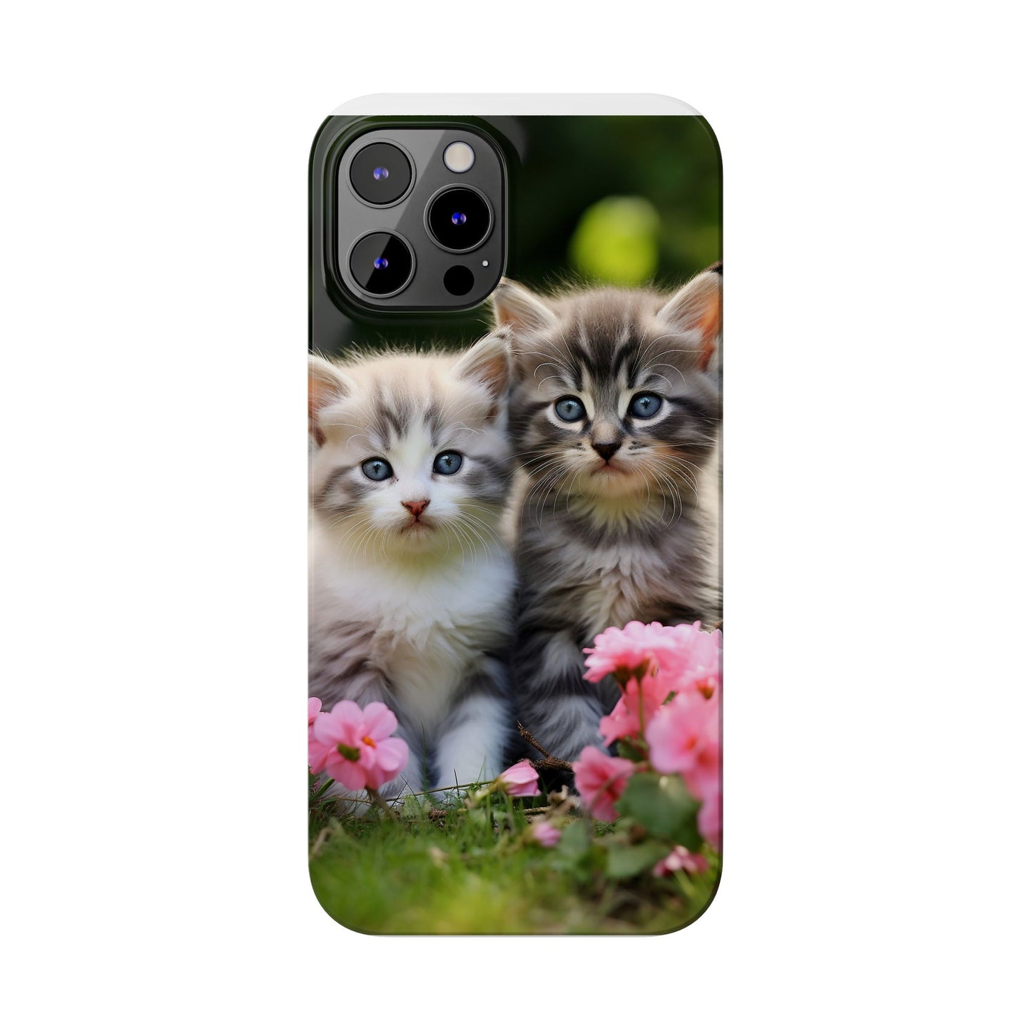 Cute Kittens Slim Phone Case - Floral Design