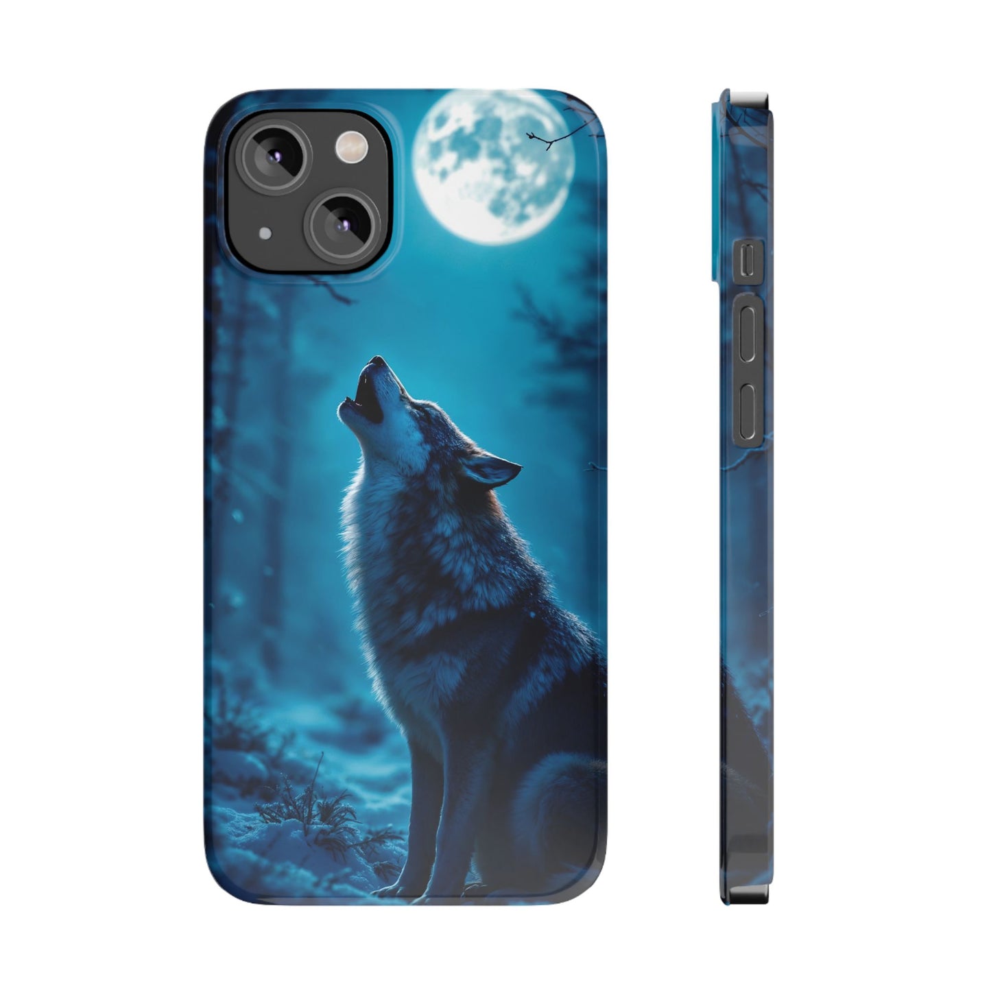 Howling Wolf Slim Phone Case - Mystical Night Design