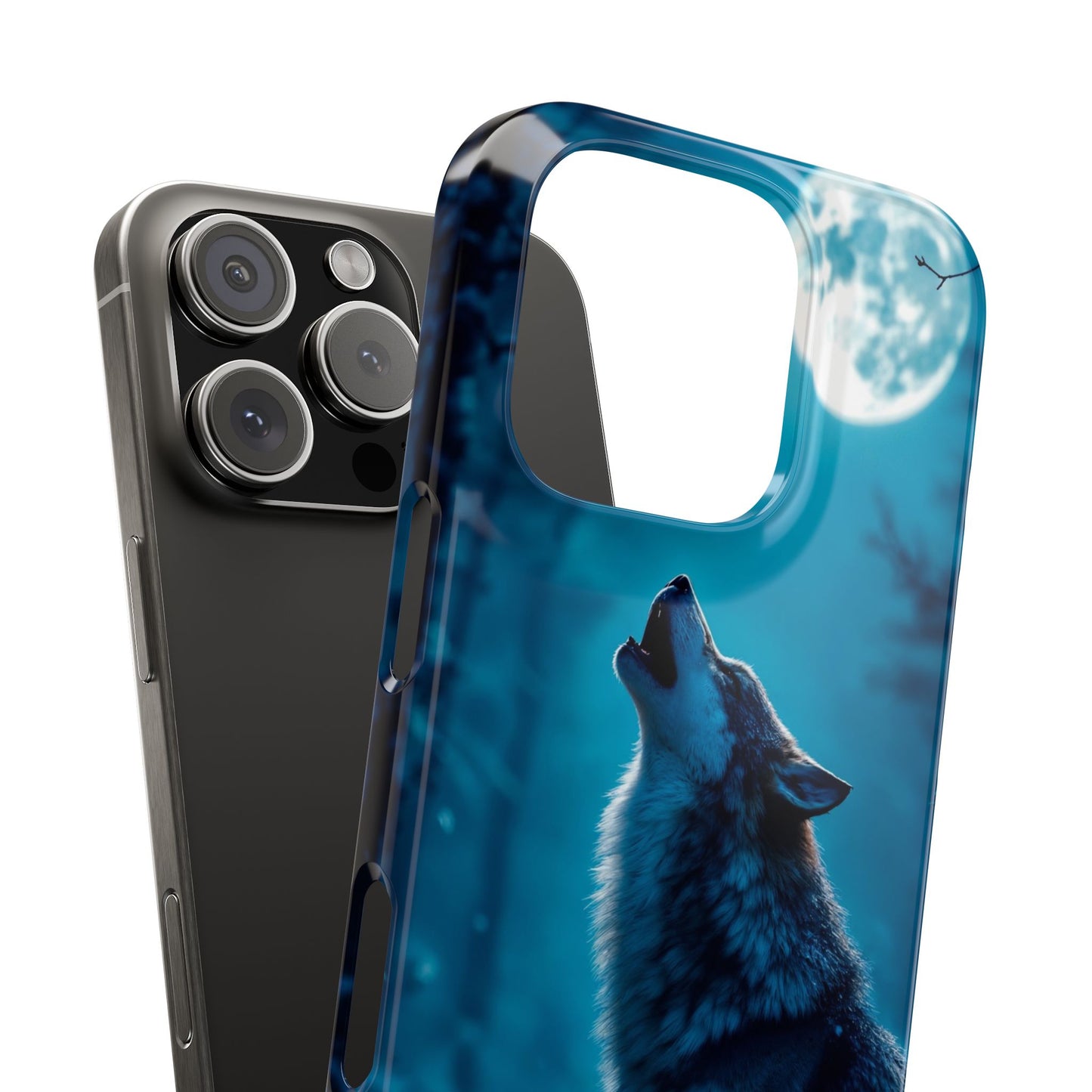 Howling Wolf Slim Phone Case - Mystical Night Design