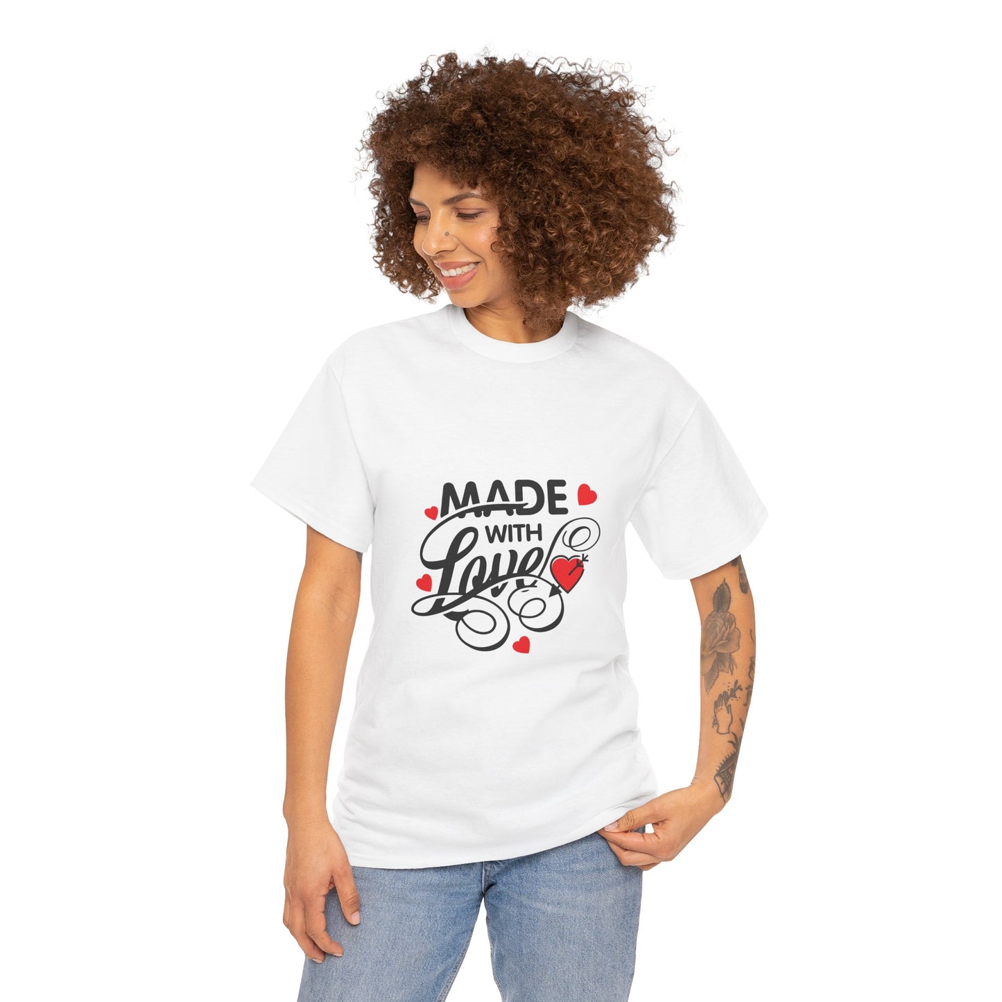 Made with Love Unisex Heavy Cotton Tee - Perfect for Valentine's Day and Everyday Wear