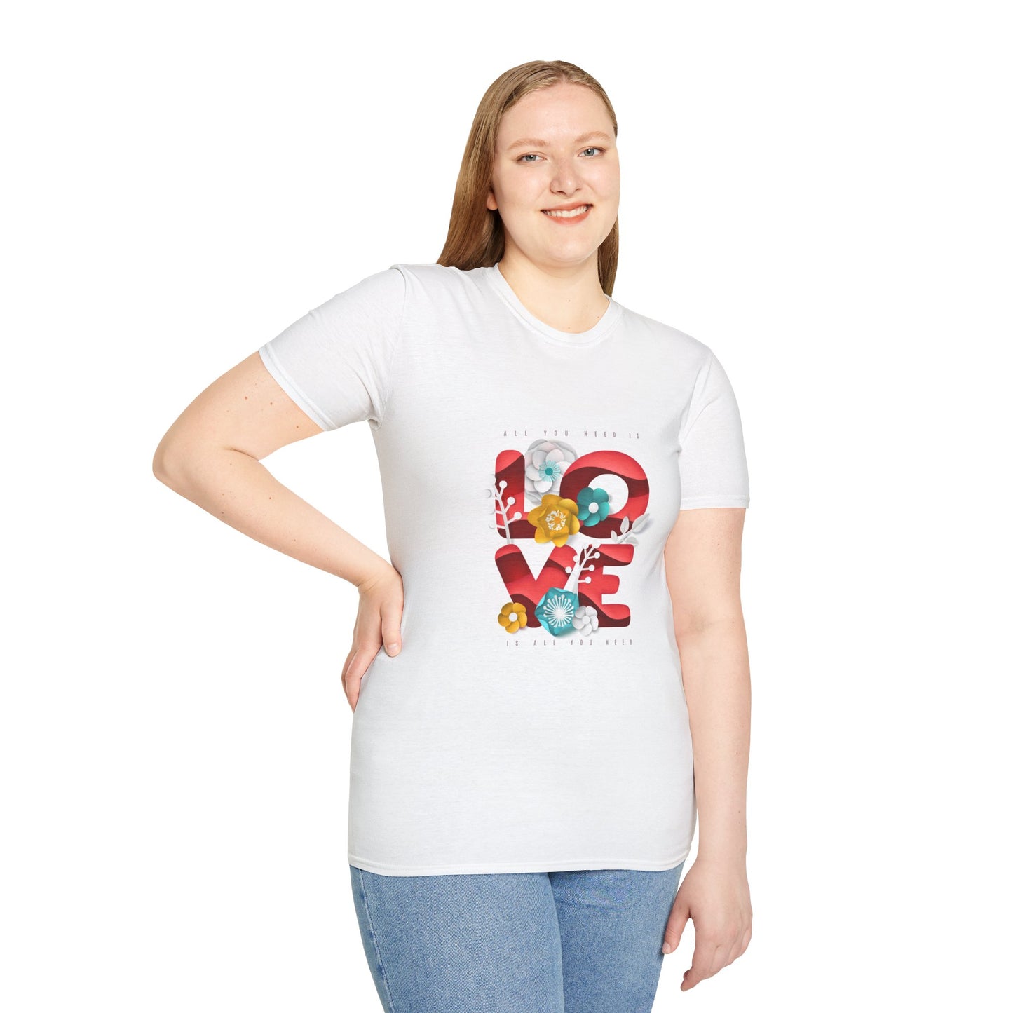 Love Blooms Unisex Softstyle T-Shirt - Perfect for Valentine's Day & Everyday Wear