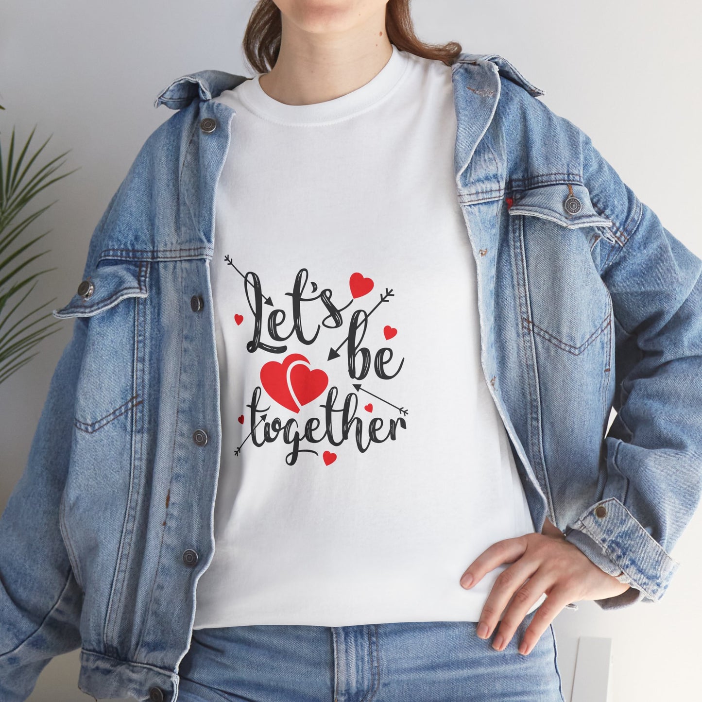 Romantic Unisex Heavy Cotton Tee - 'Let's Be Together' Design