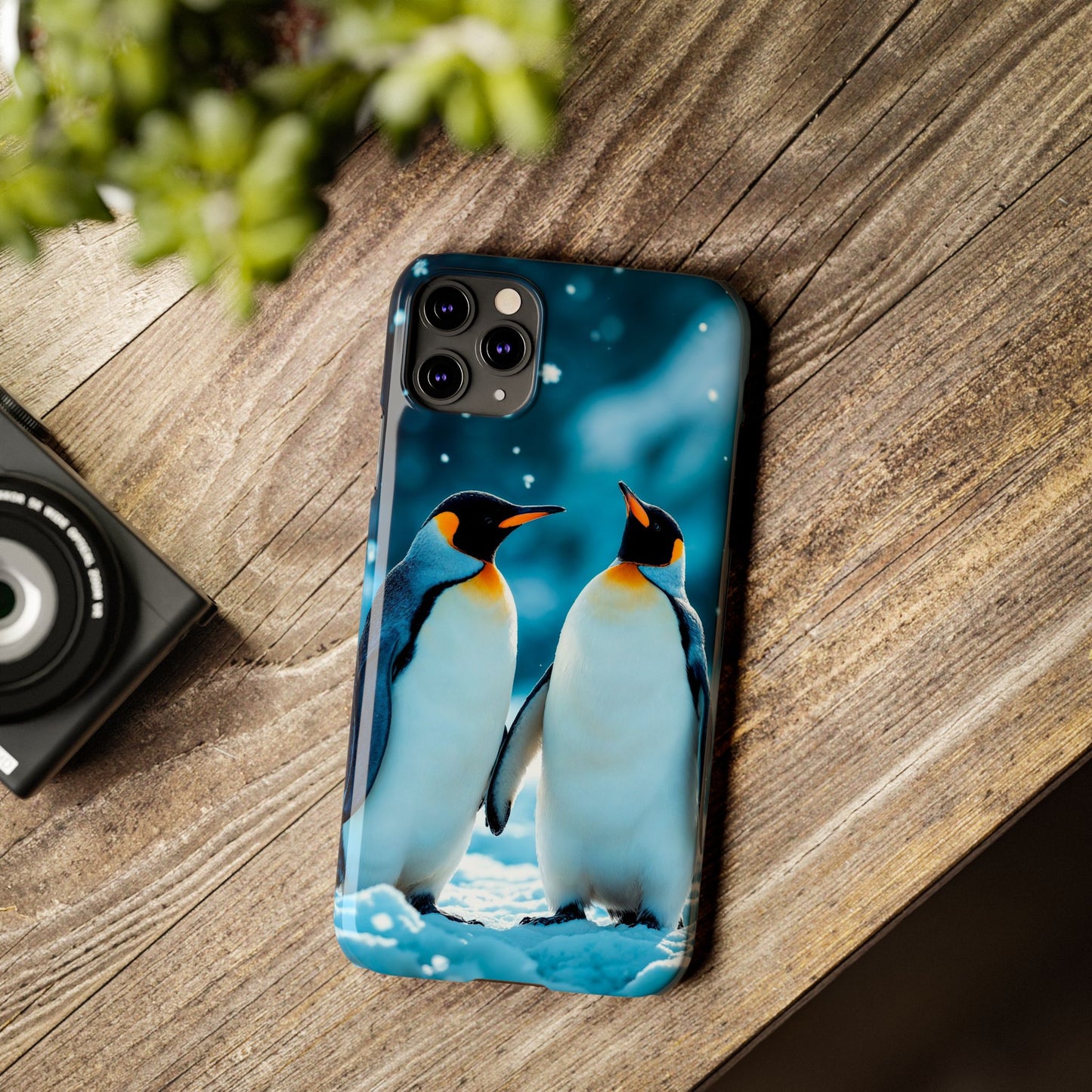 Charming Penguin Slim Phone Case - Winter Wonderland Design