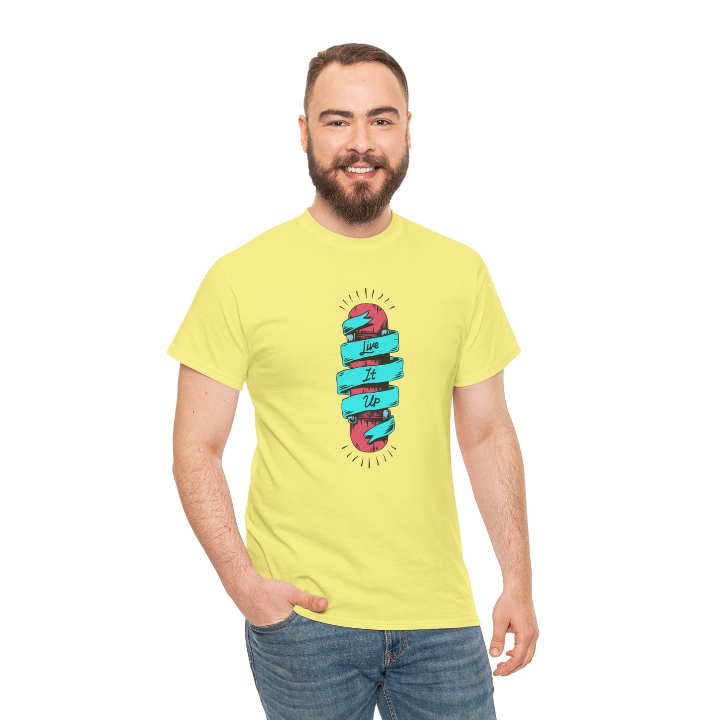 Live It Up Unisex Heavy Cotton Tee - Fun and Colorful Graphic Tee