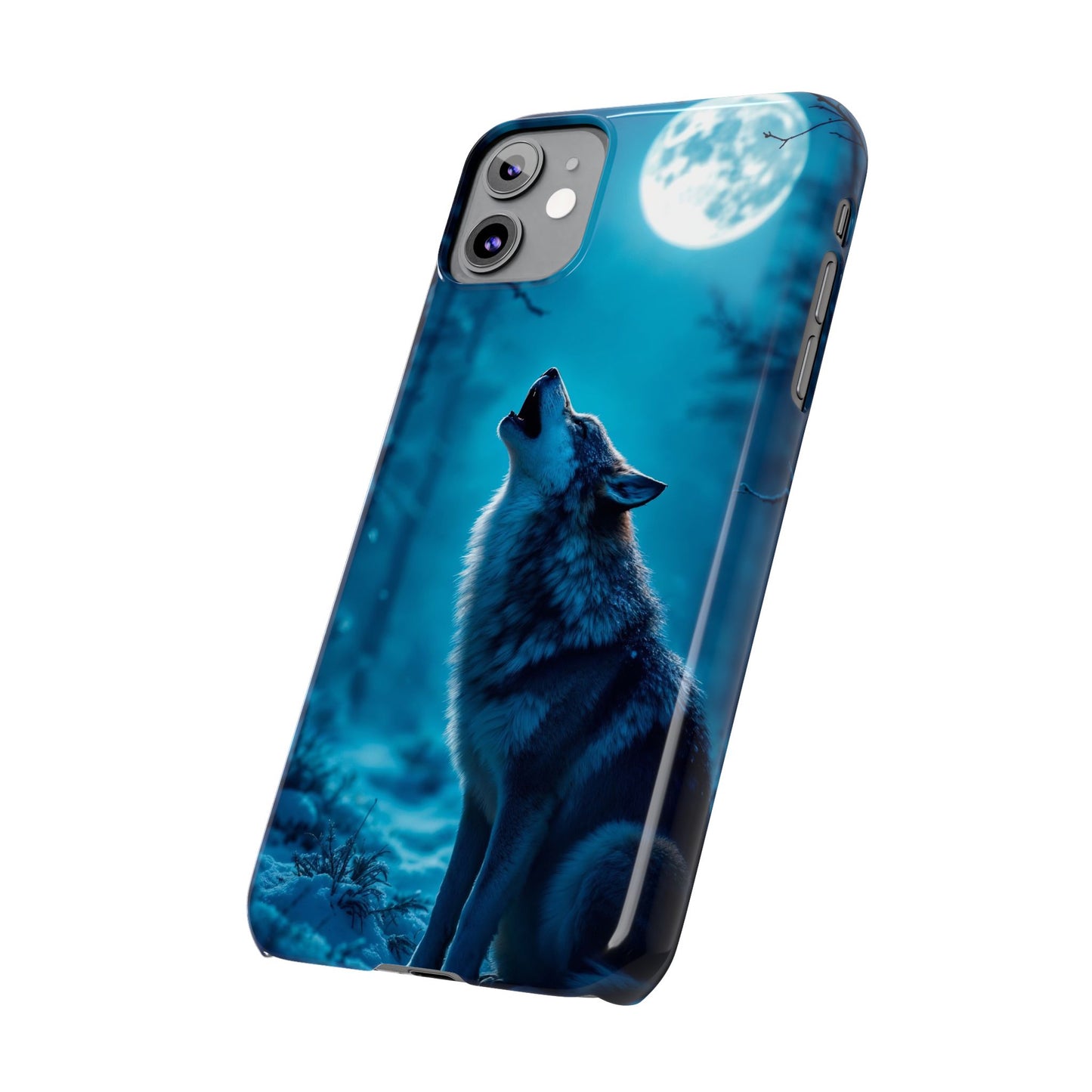 Howling Wolf Slim Phone Case - Mystical Night Design