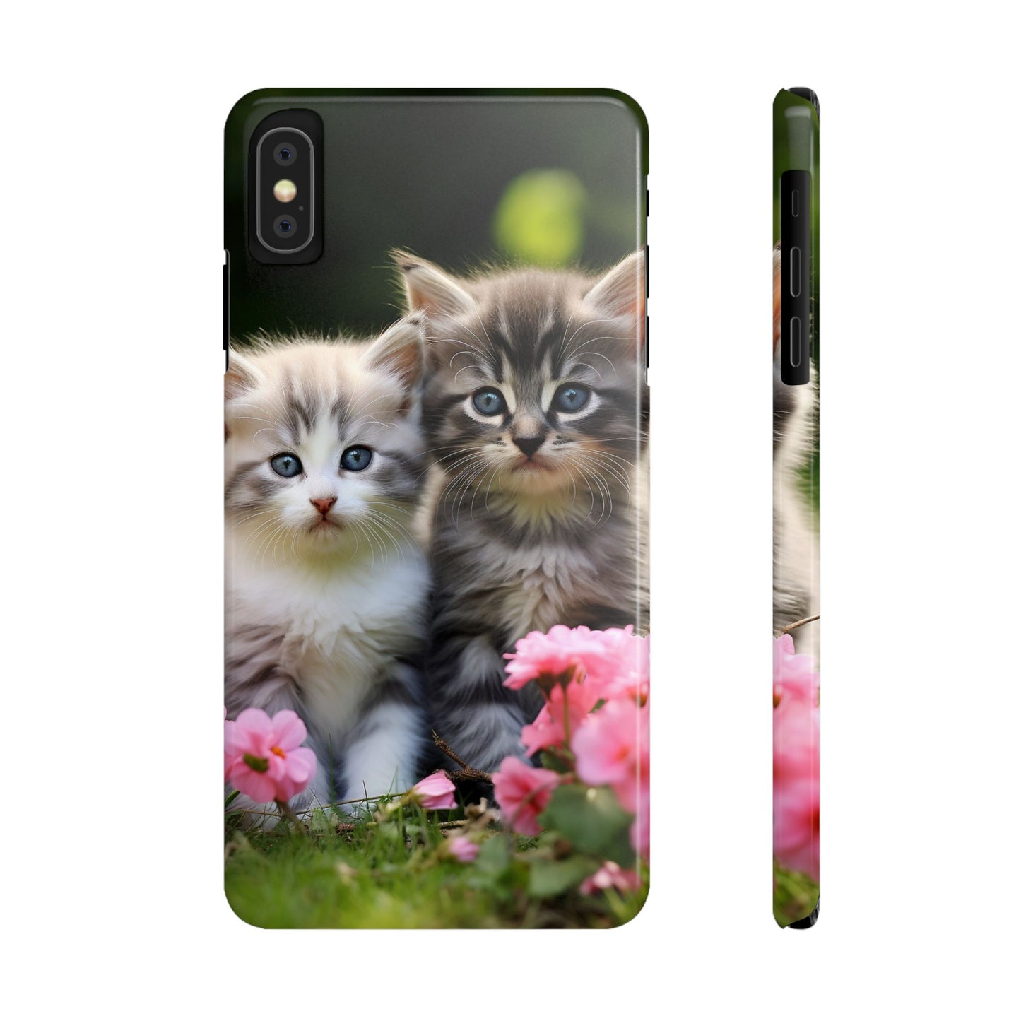 Cute Kittens Slim Phone Case - Floral Design